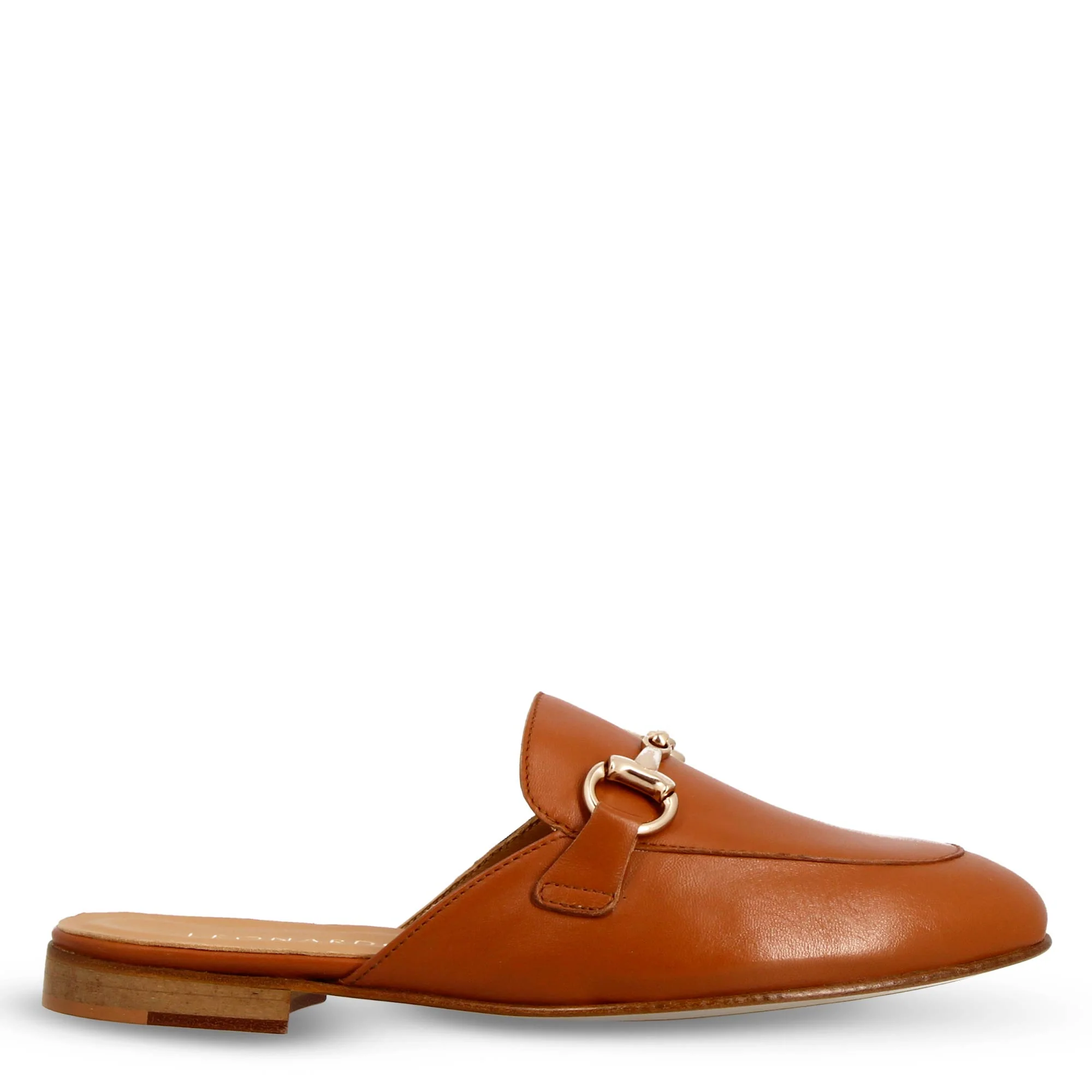 Sabot color marrone con fibbia dorata e fondo in cuoio - Image 3
