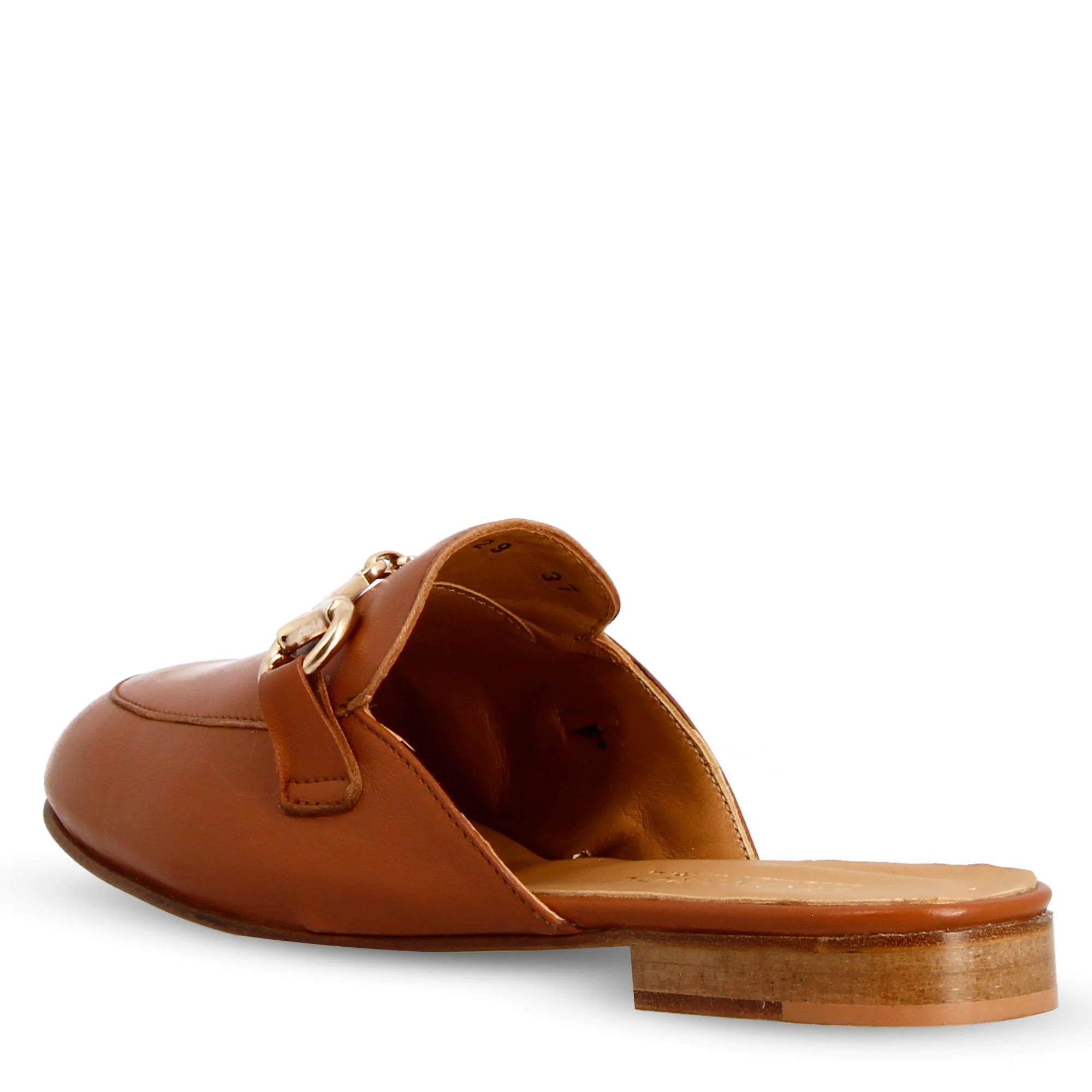 Sabot color marrone con fibbia dorata e fondo in cuoio - Image 4