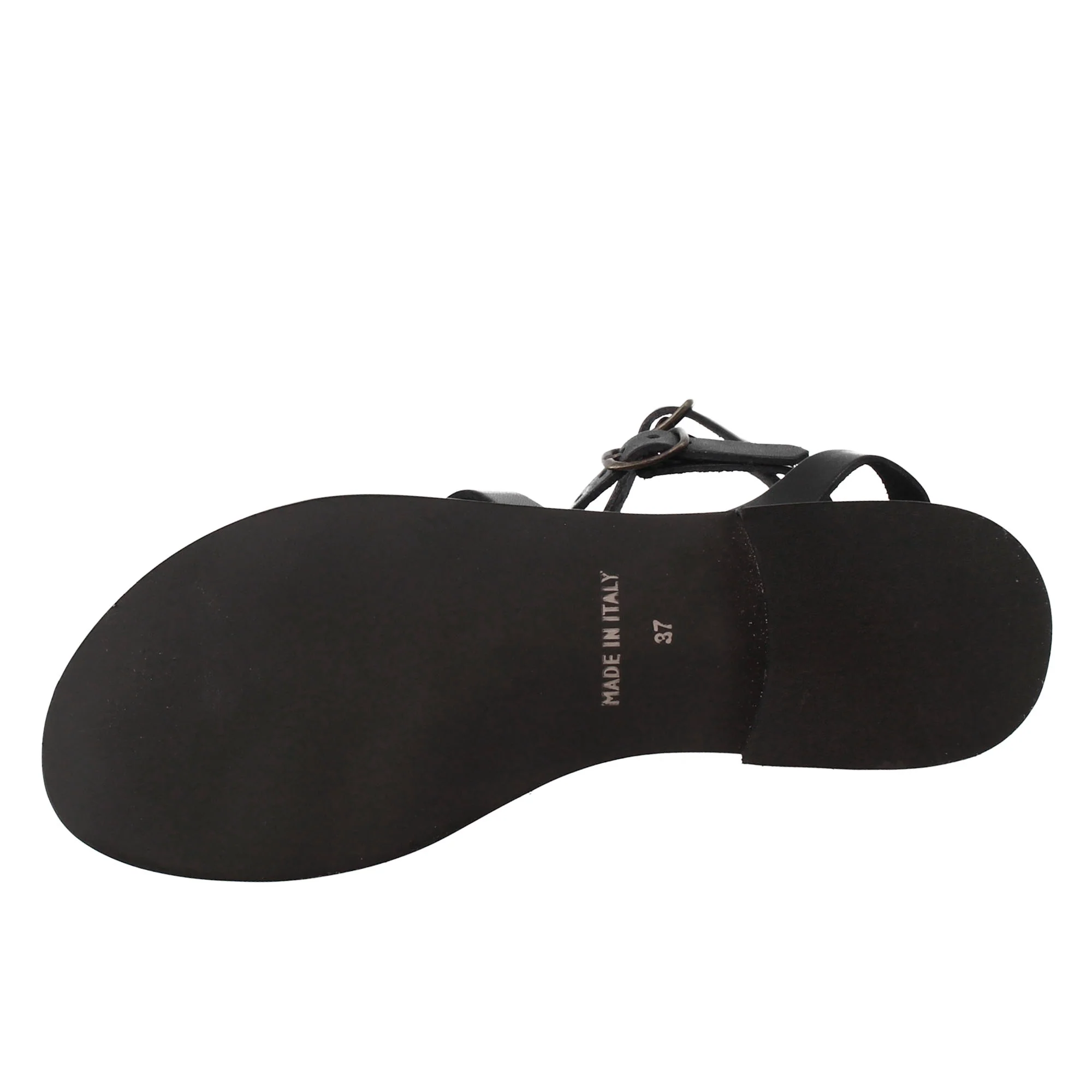 Sandali alla caviglia da donna stile romano in pelle colore nero - Image 6