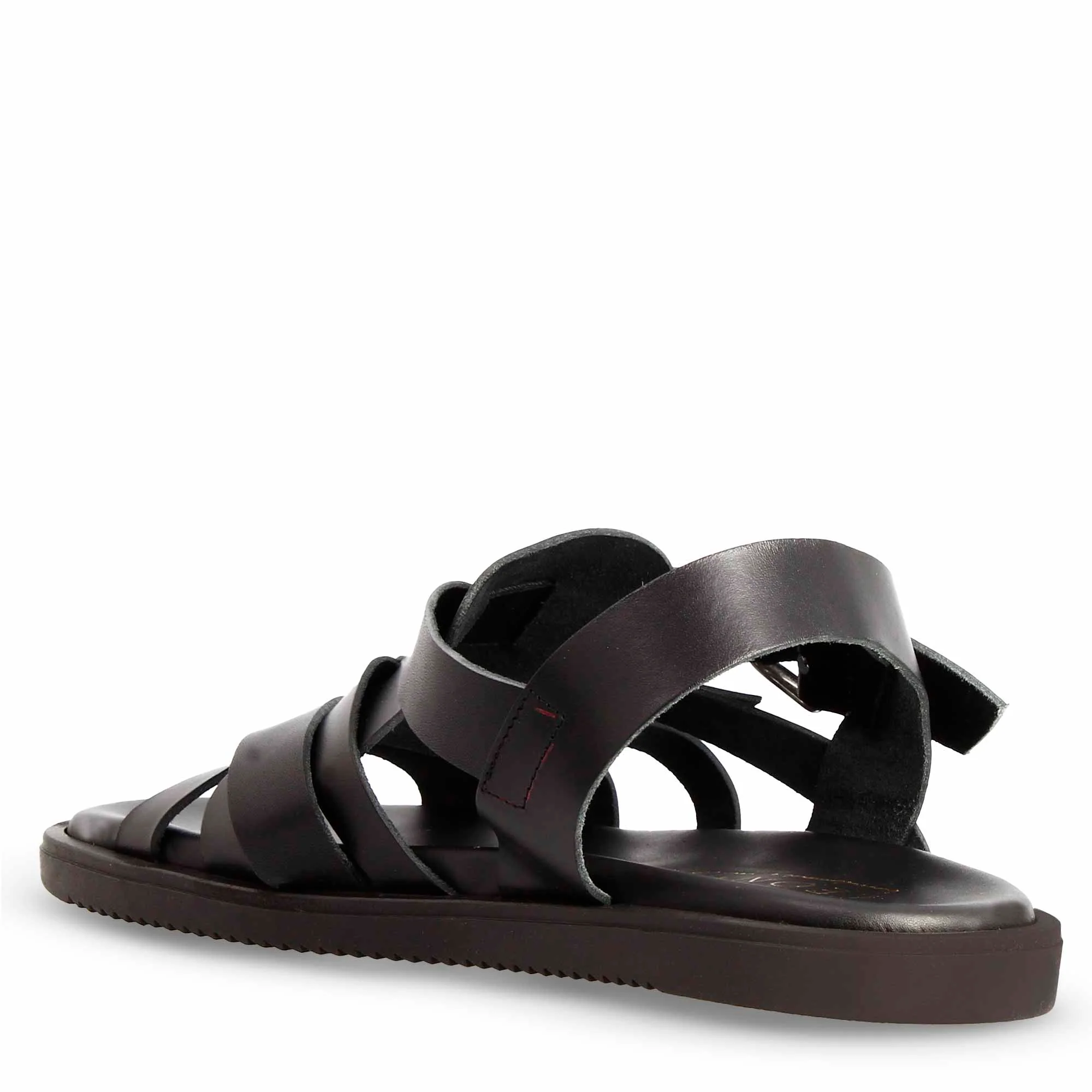 Sandali artigianali da uomo con fasce in pelle colore nero - Image 4