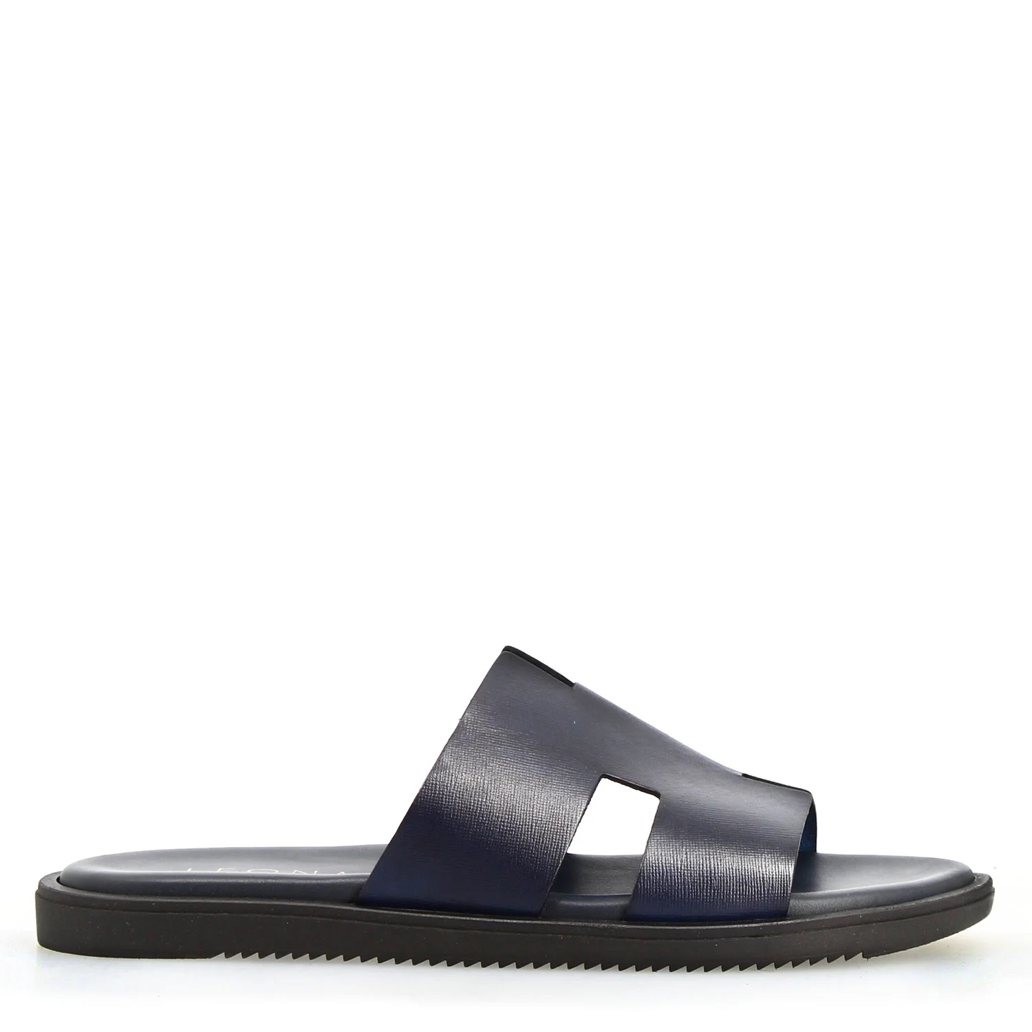 Sandali uomo forma H in pelle stampata blu - Image 3