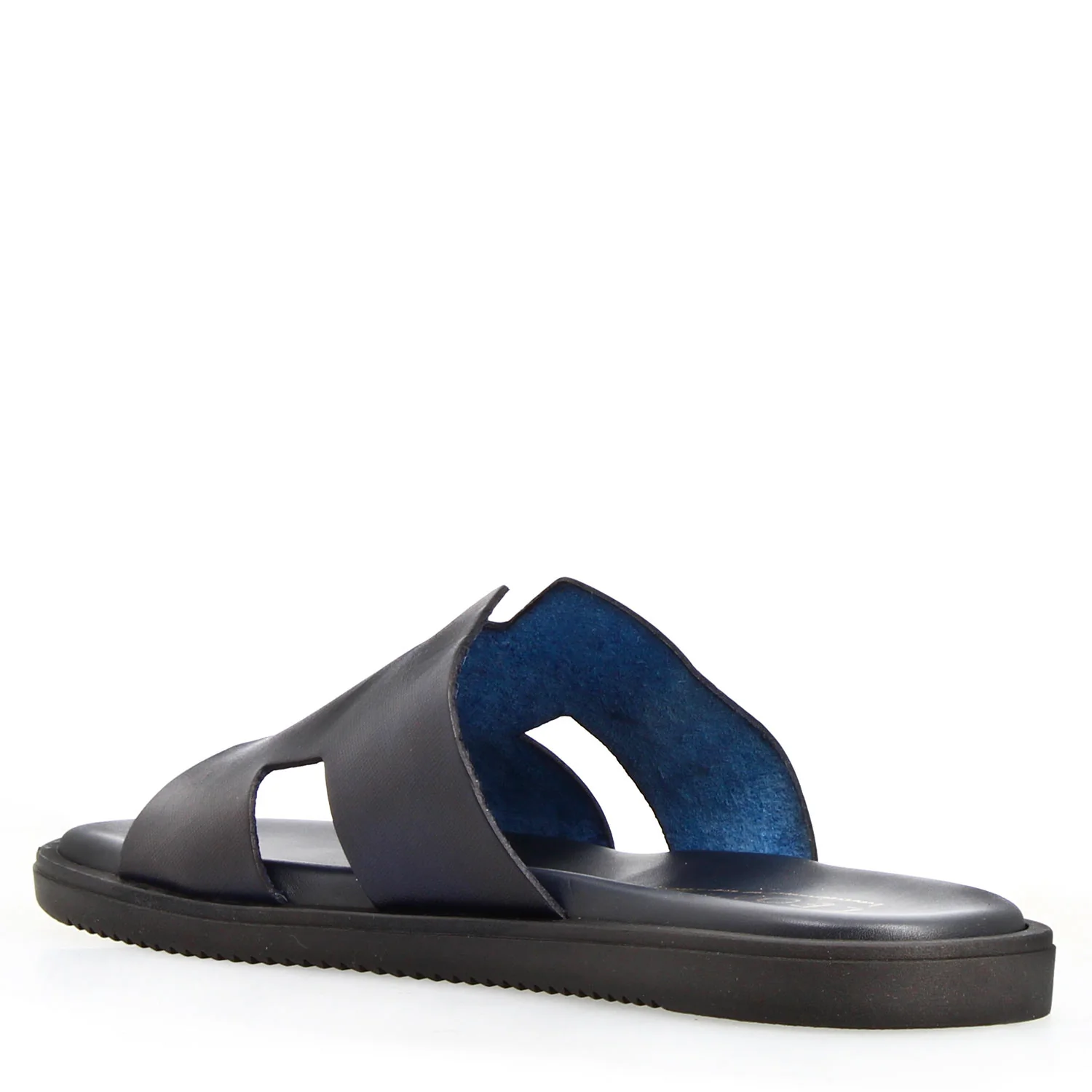 Sandali uomo forma H in pelle stampata blu - Image 4