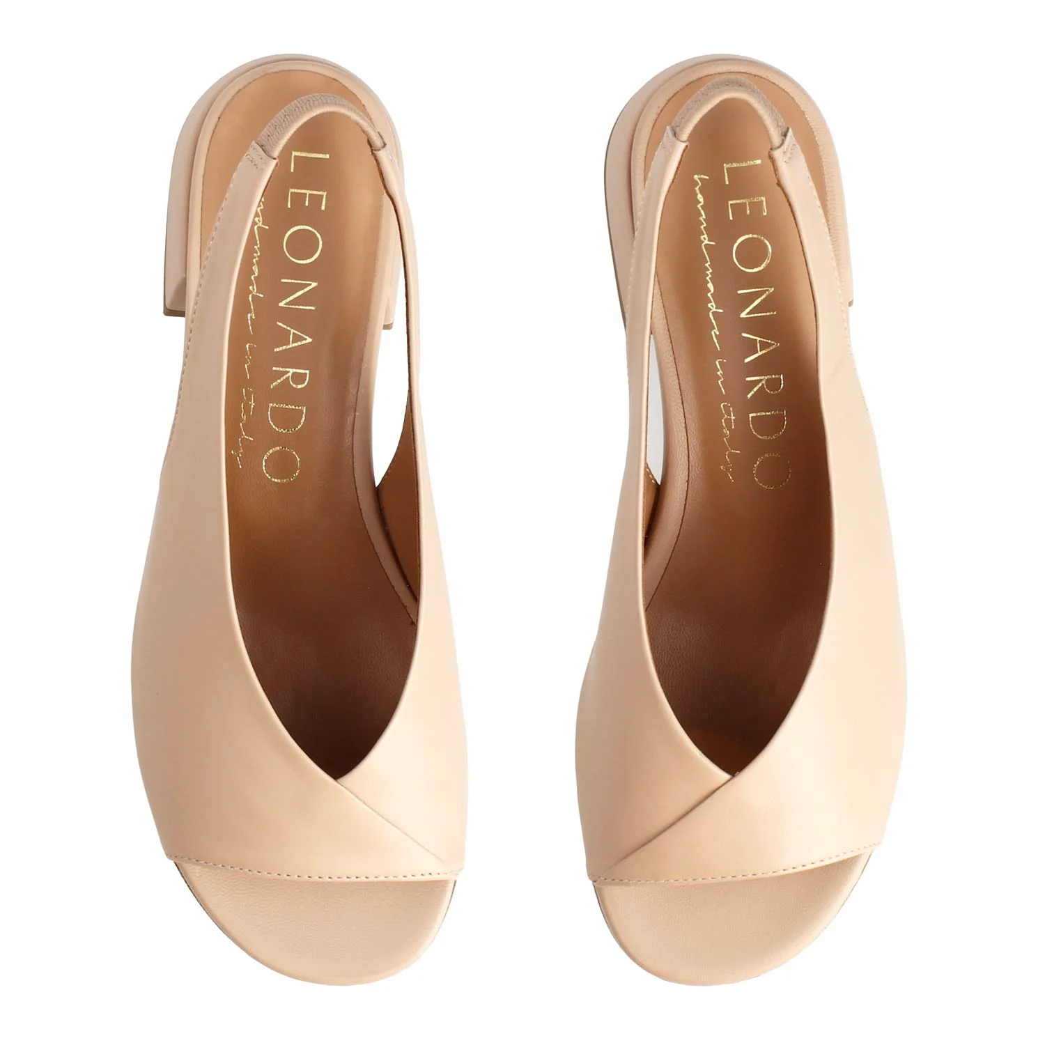 Sandalo Elettra da donna in pelle beige con tacco - Image 2