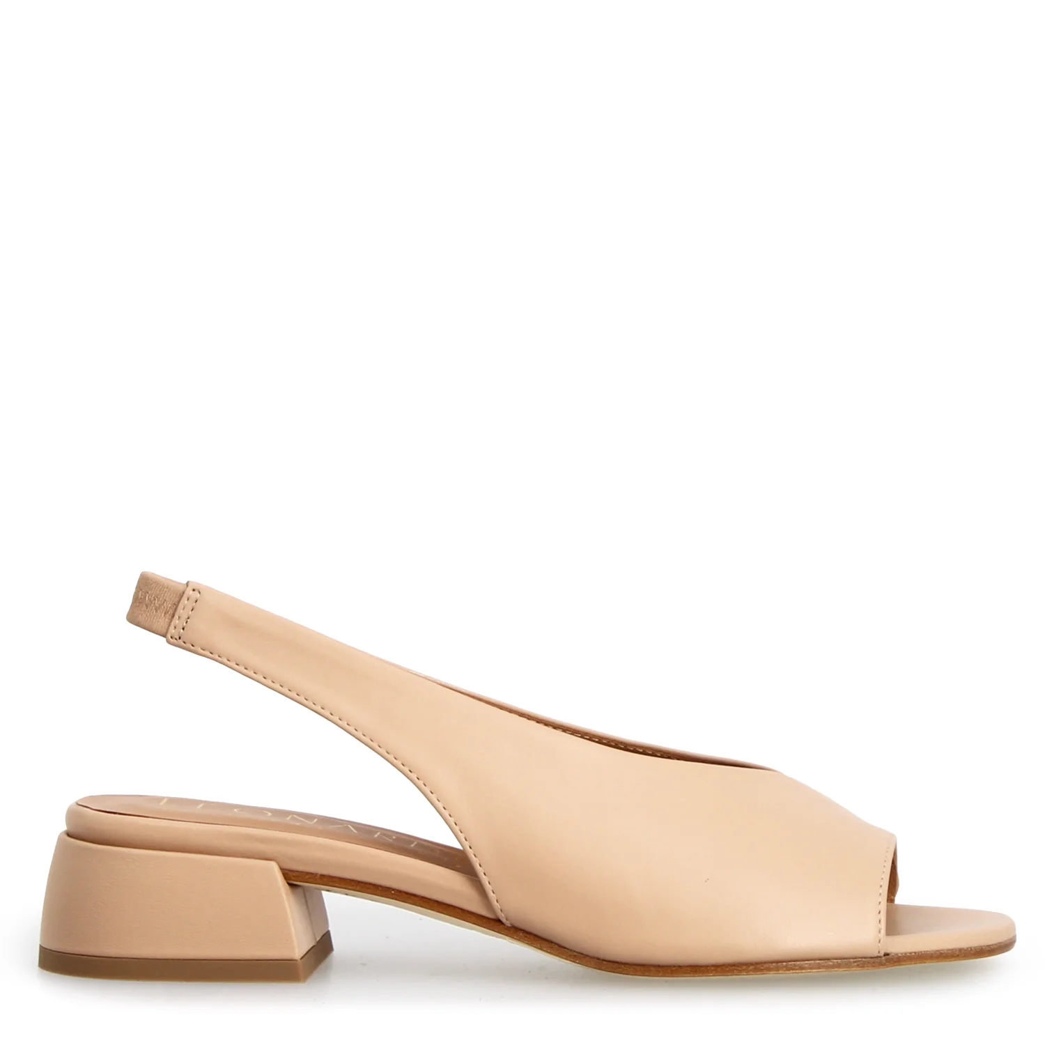Sandalo Elettra da donna in pelle beige con tacco - Image 3