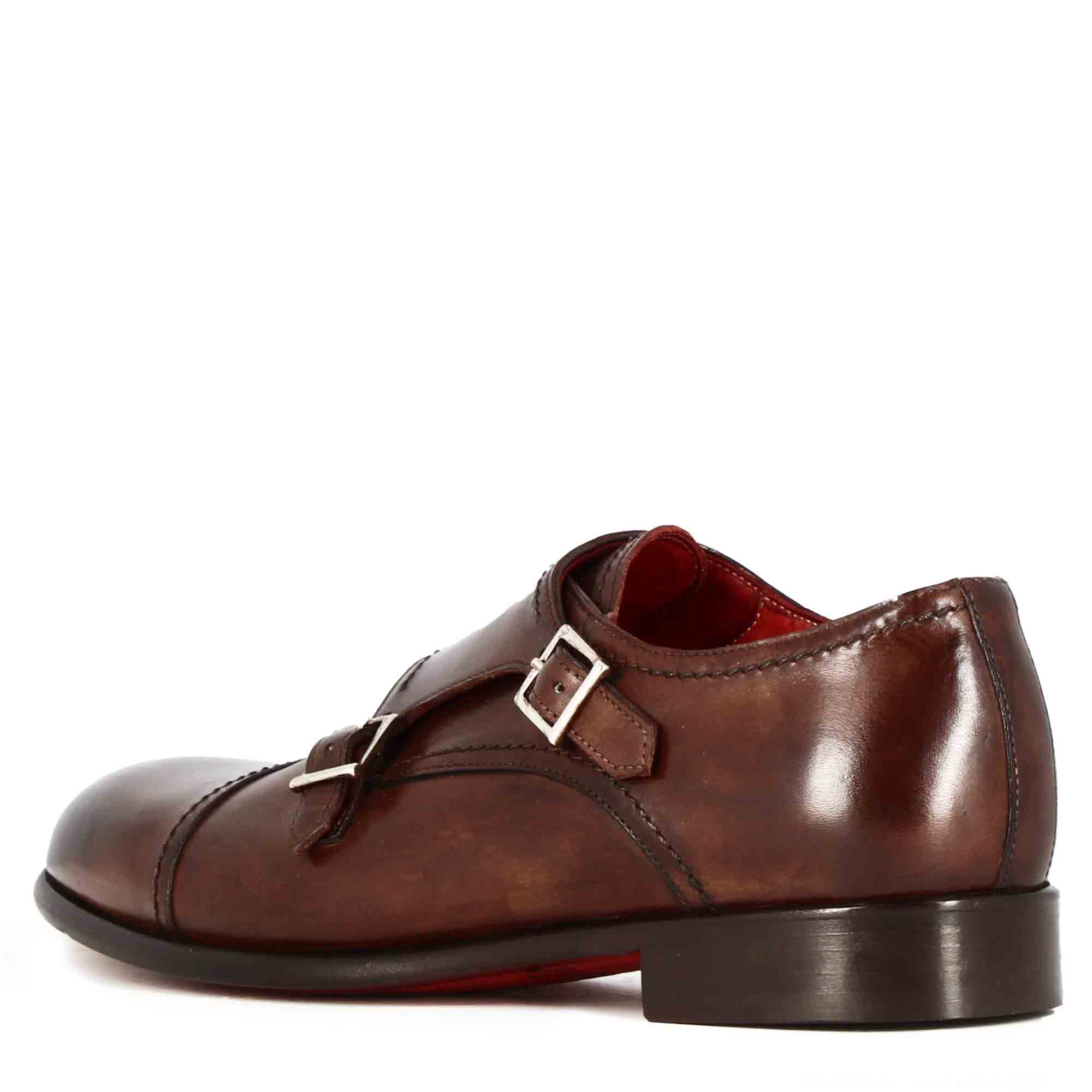 Scarpa con doppia fibbia da uomo colore marrone - Image 6