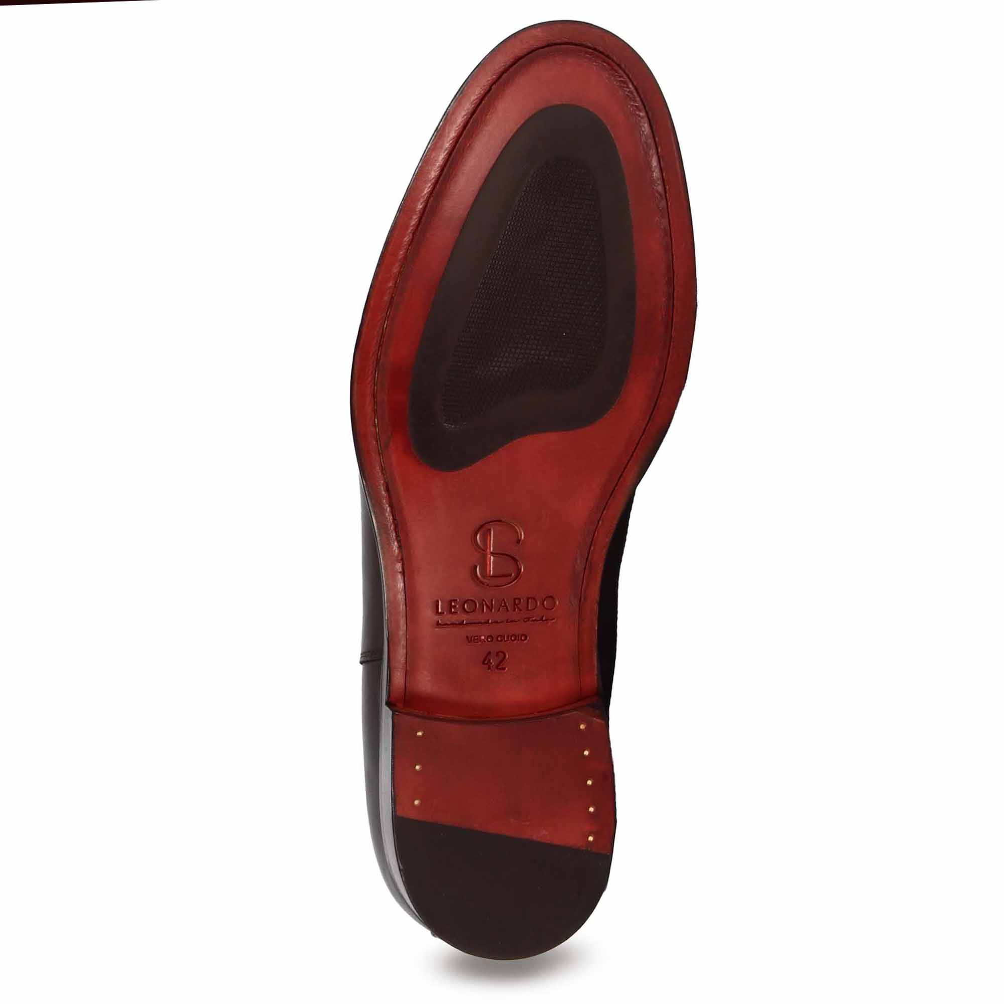 Scarpa con doppia fibbia da uomo in pelle liscia colore blu scuro - Image 6