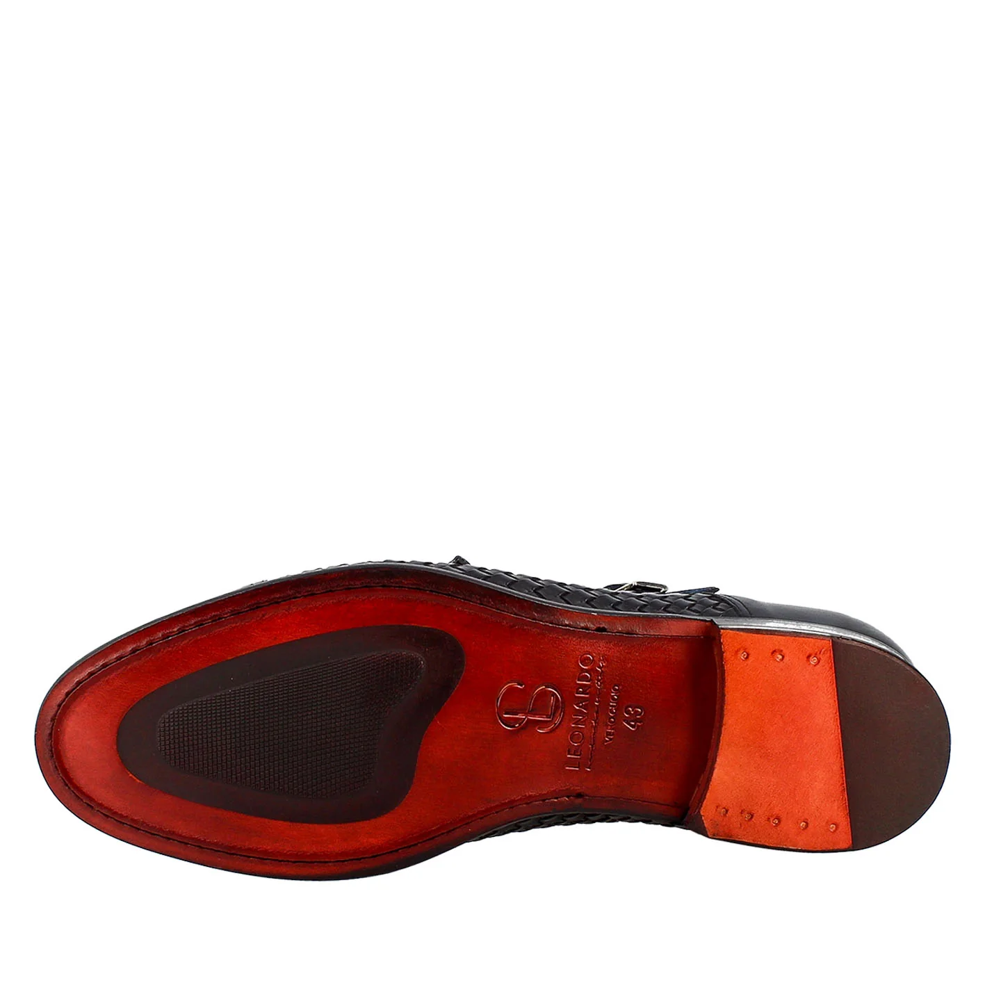 Scarpa doppia fibbia da uomo in pelle intrecciata blu - Image 5