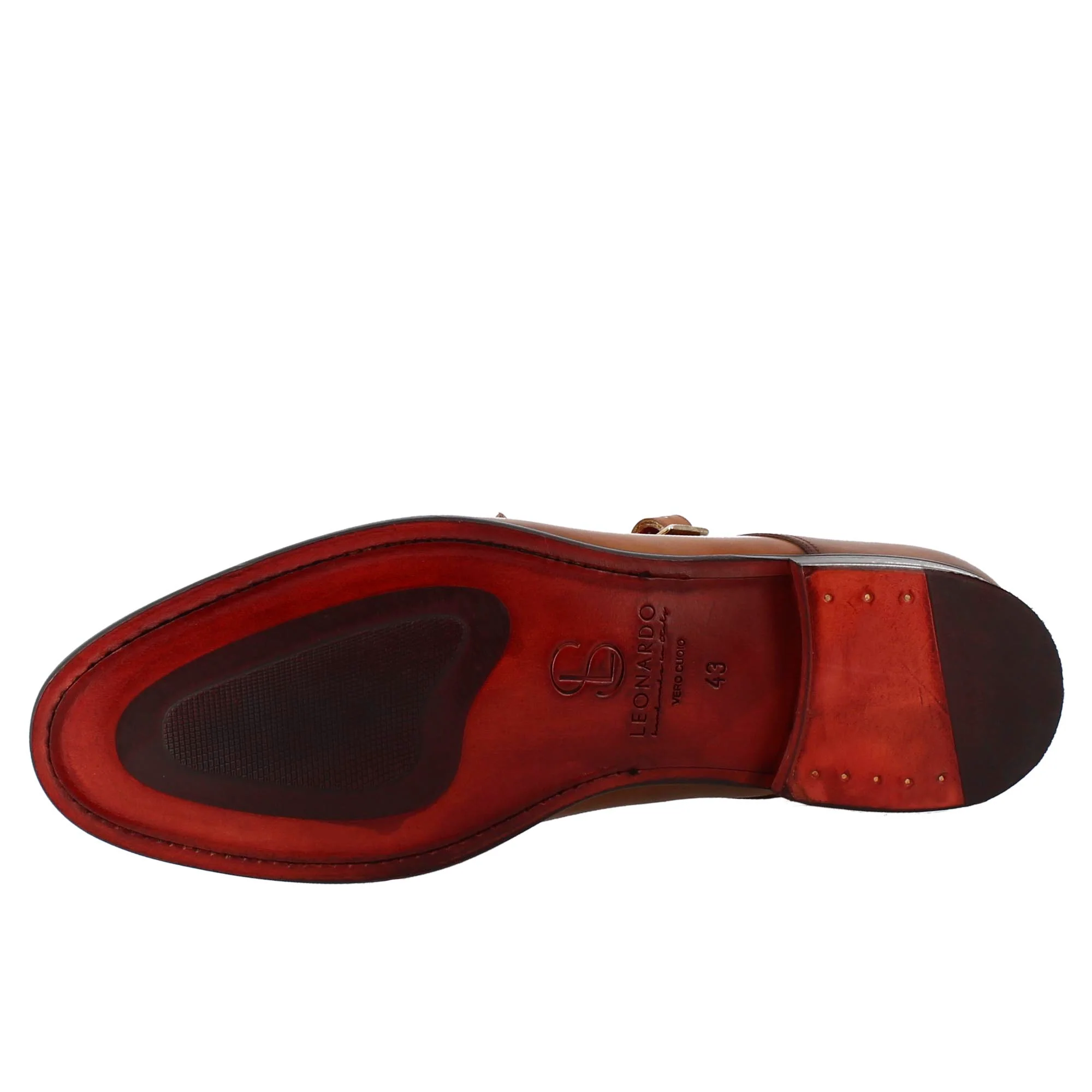 Scarpa doppia fibbia da uomo in pelle marrone siena - Image 6