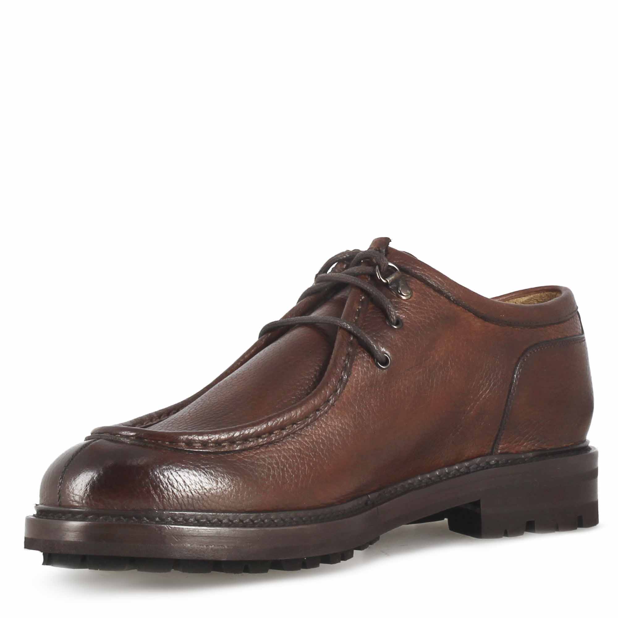 Scarpa stringata da uomo modello ingegnere in pelle marrone - Image 3