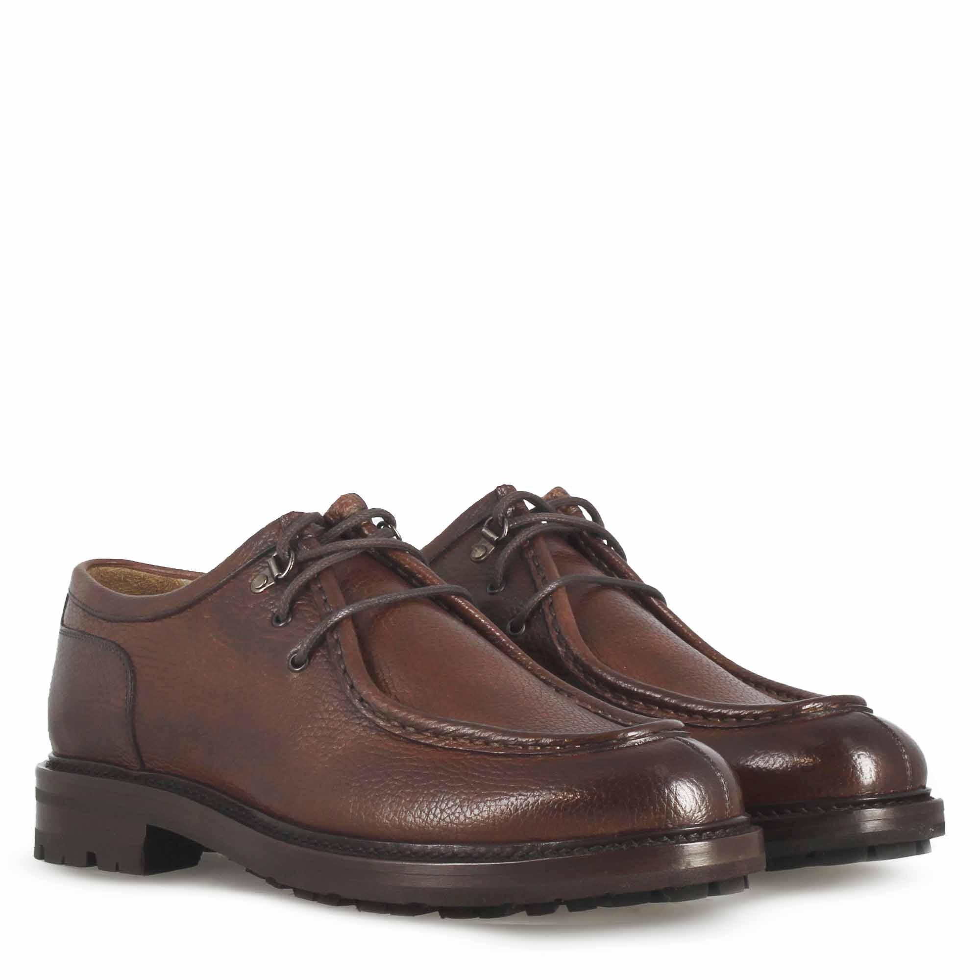 Scarpa stringata da uomo modello ingegnere in pelle marrone - Image 5