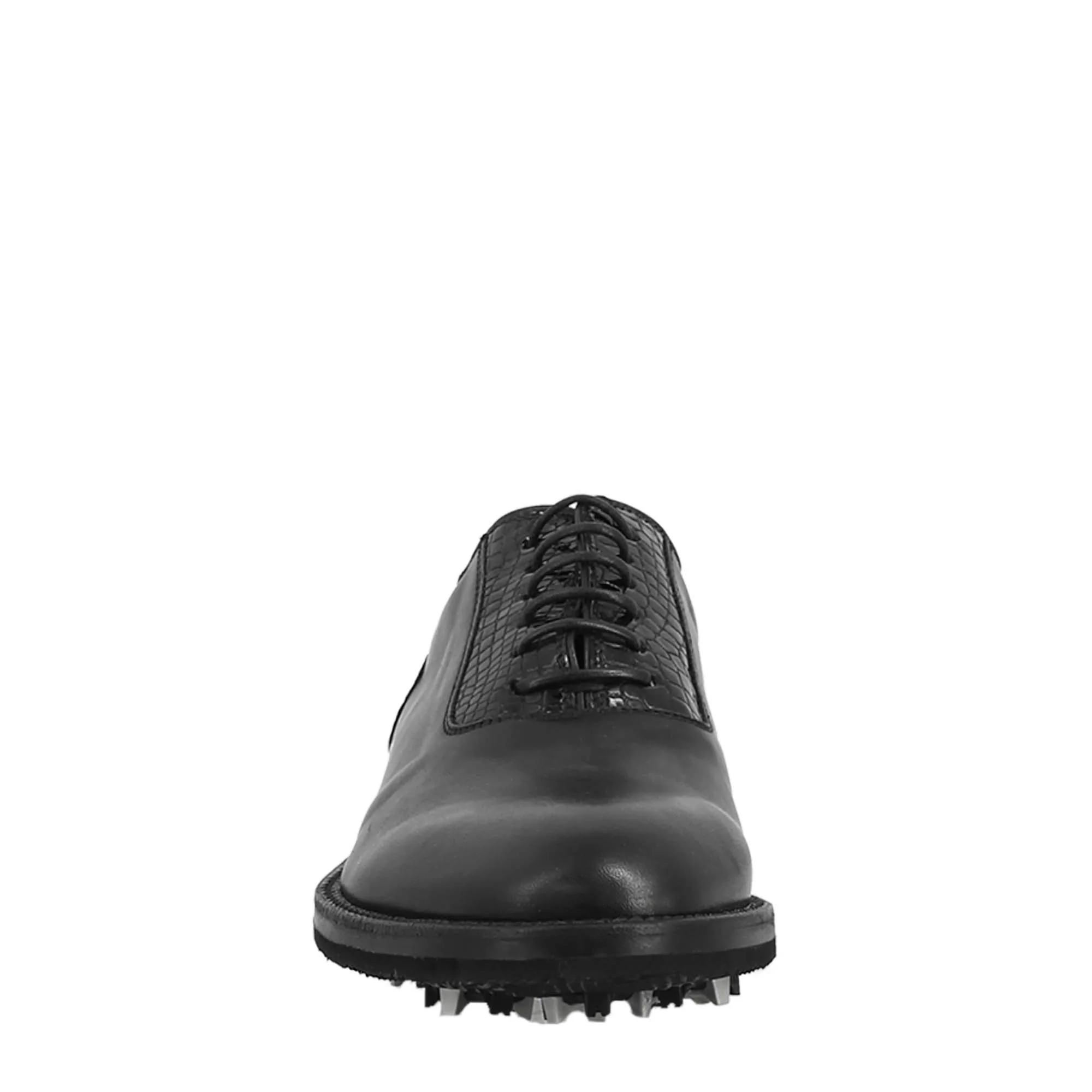 Scarpe da golf artigianali in pelle colore nero punta liscia - Image 3