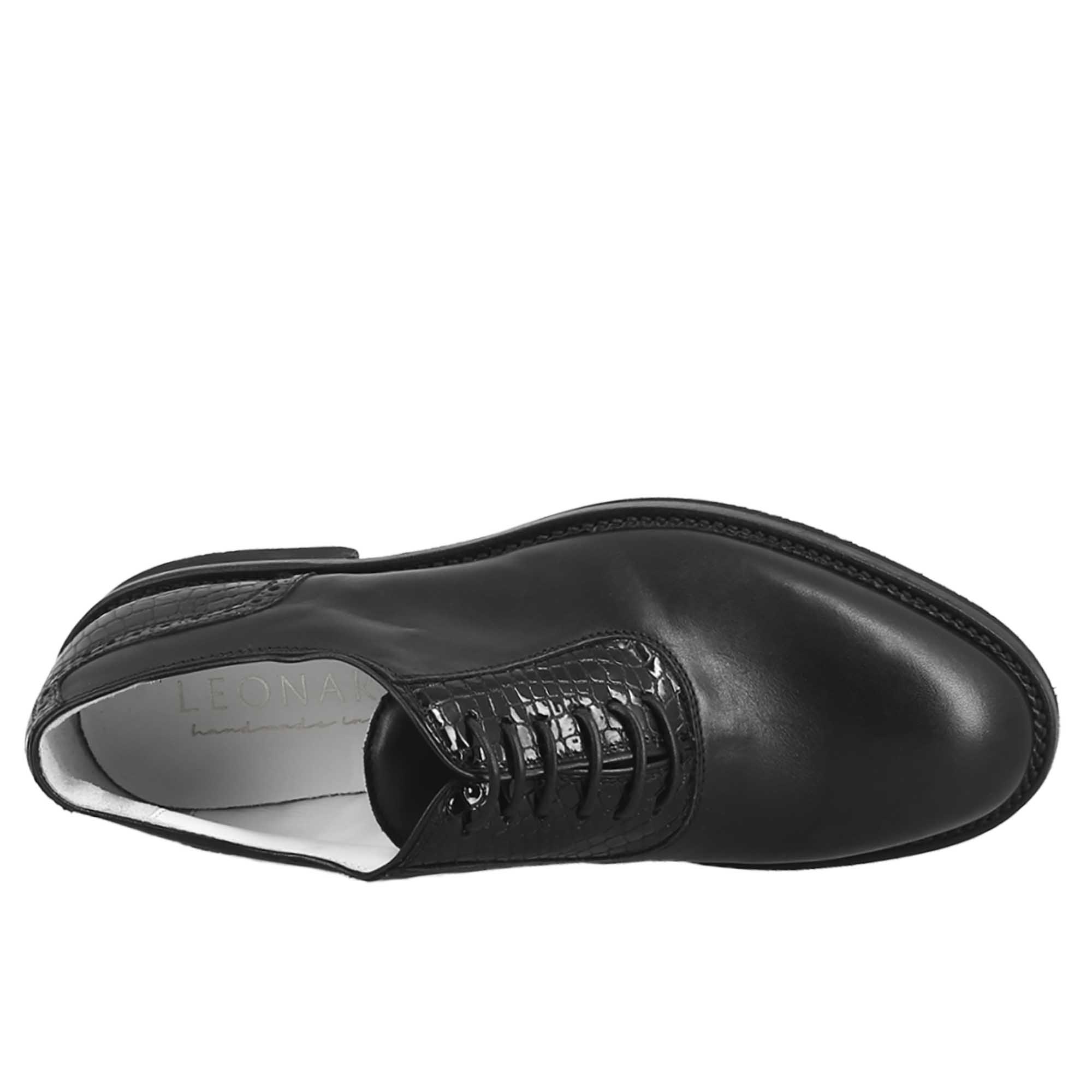 Scarpe da golf artigianali in pelle colore nero punta liscia - Image 5