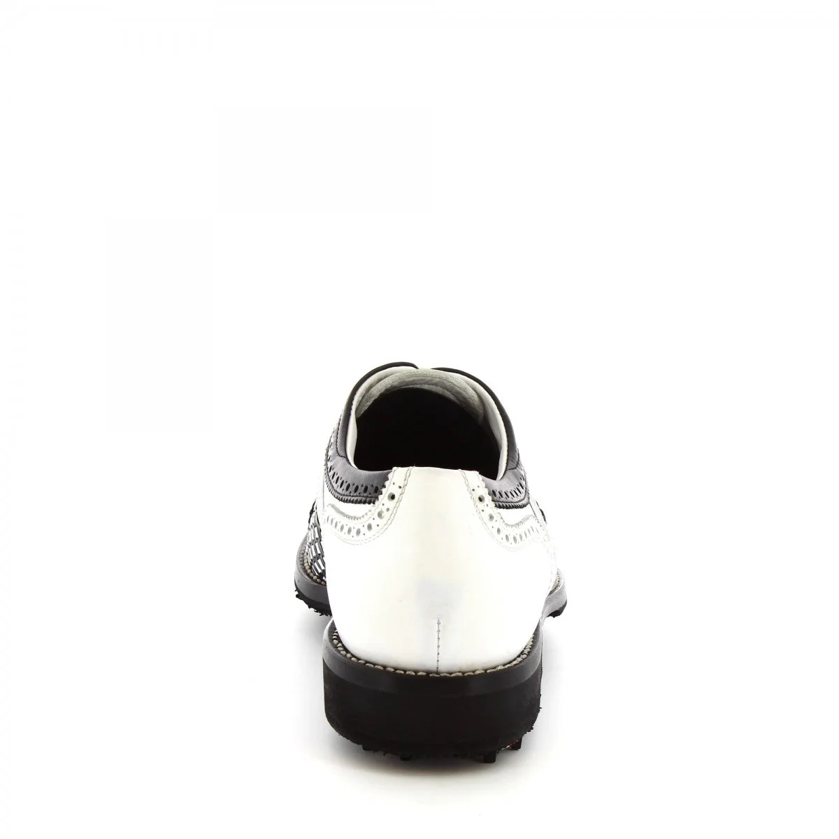 Scarpe da golf artigianali in pelle intrecciata bianca e nera - Image 5
