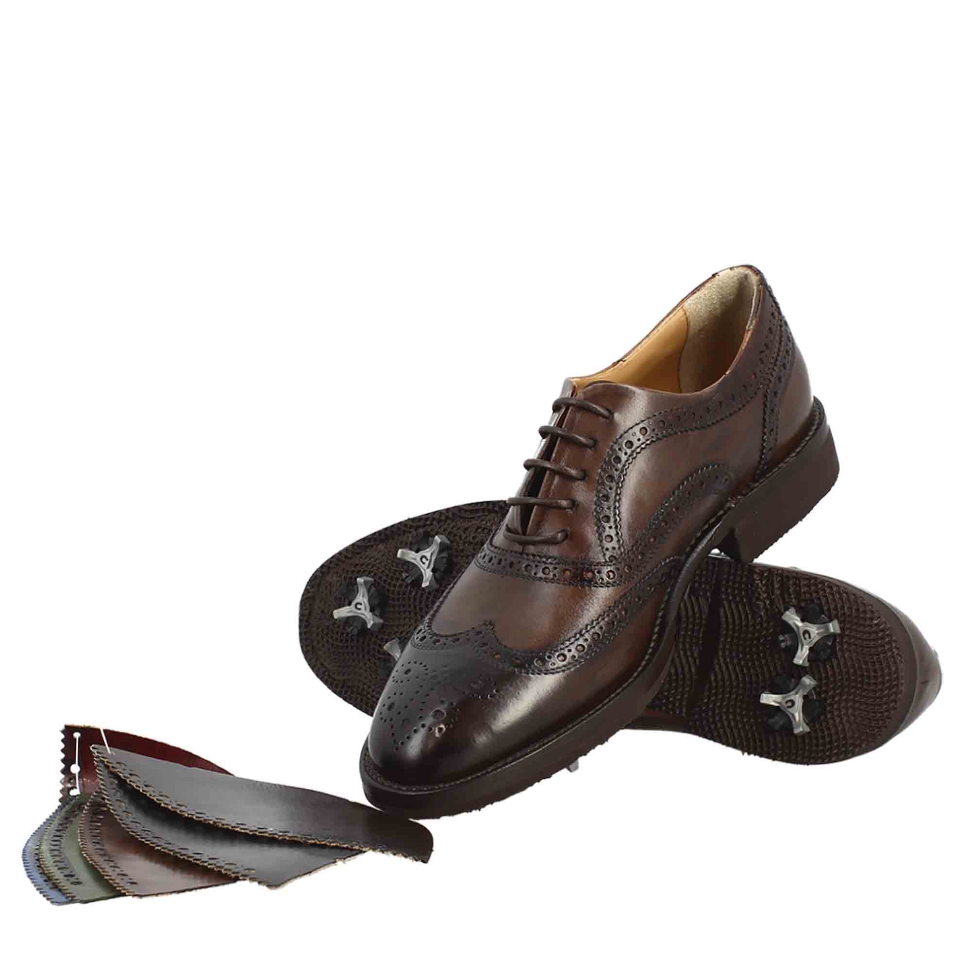 Scarpe da golf artigianali in pelle marrone con dettagli brogue - Image 7