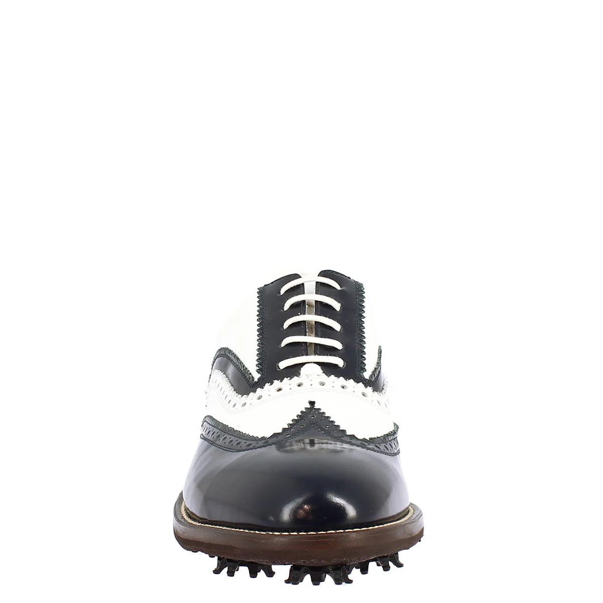 Scarpe da golf bicolore bianco e blu in pelle - Image 5