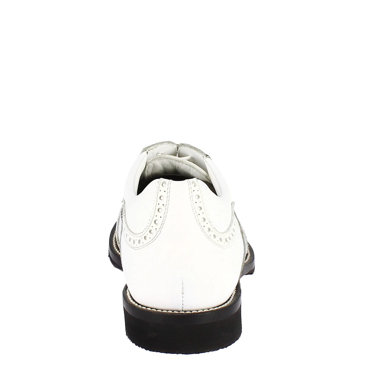 Scarpe da golf classiche artigianali in pelle bianca e grigia - Image 4