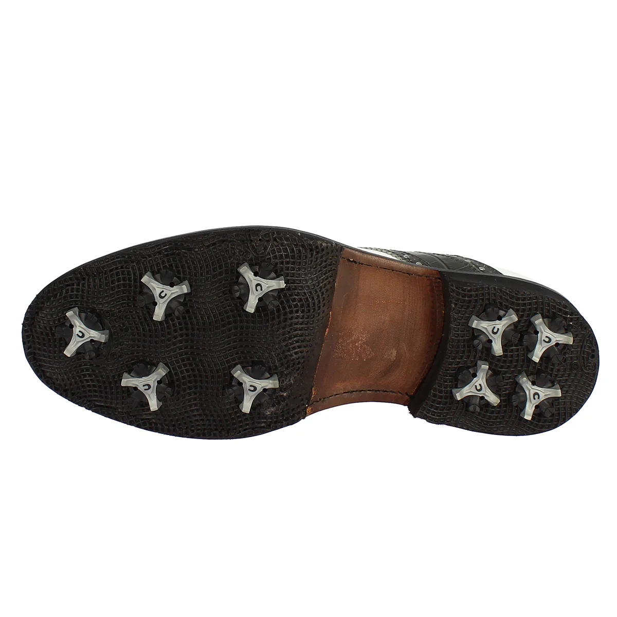 Scarpe da golf classiche artigianali in pelle bianca e grigia - Image 7