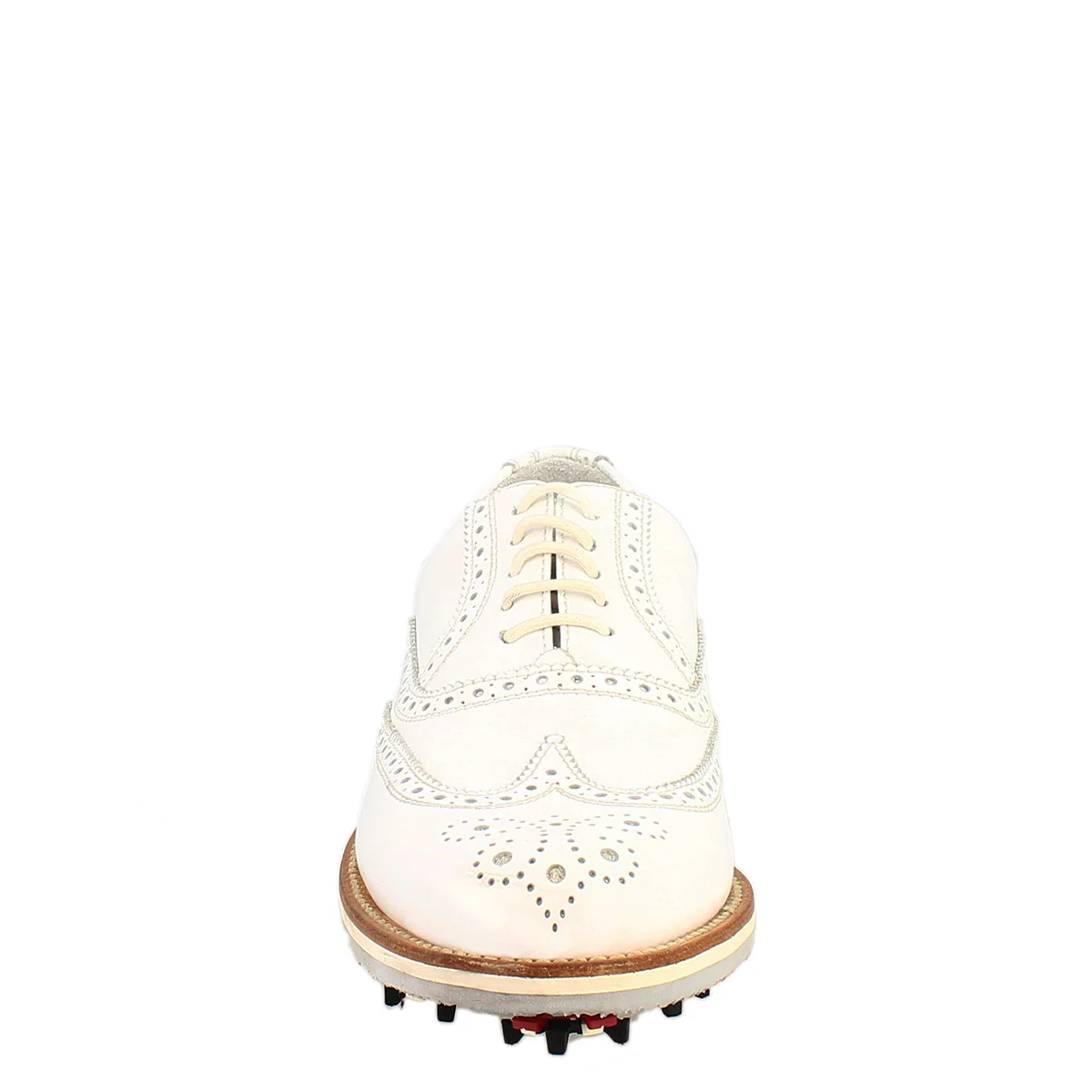 Scarpe da golf classiche brogues artigianali in pelle bianca - Image 3