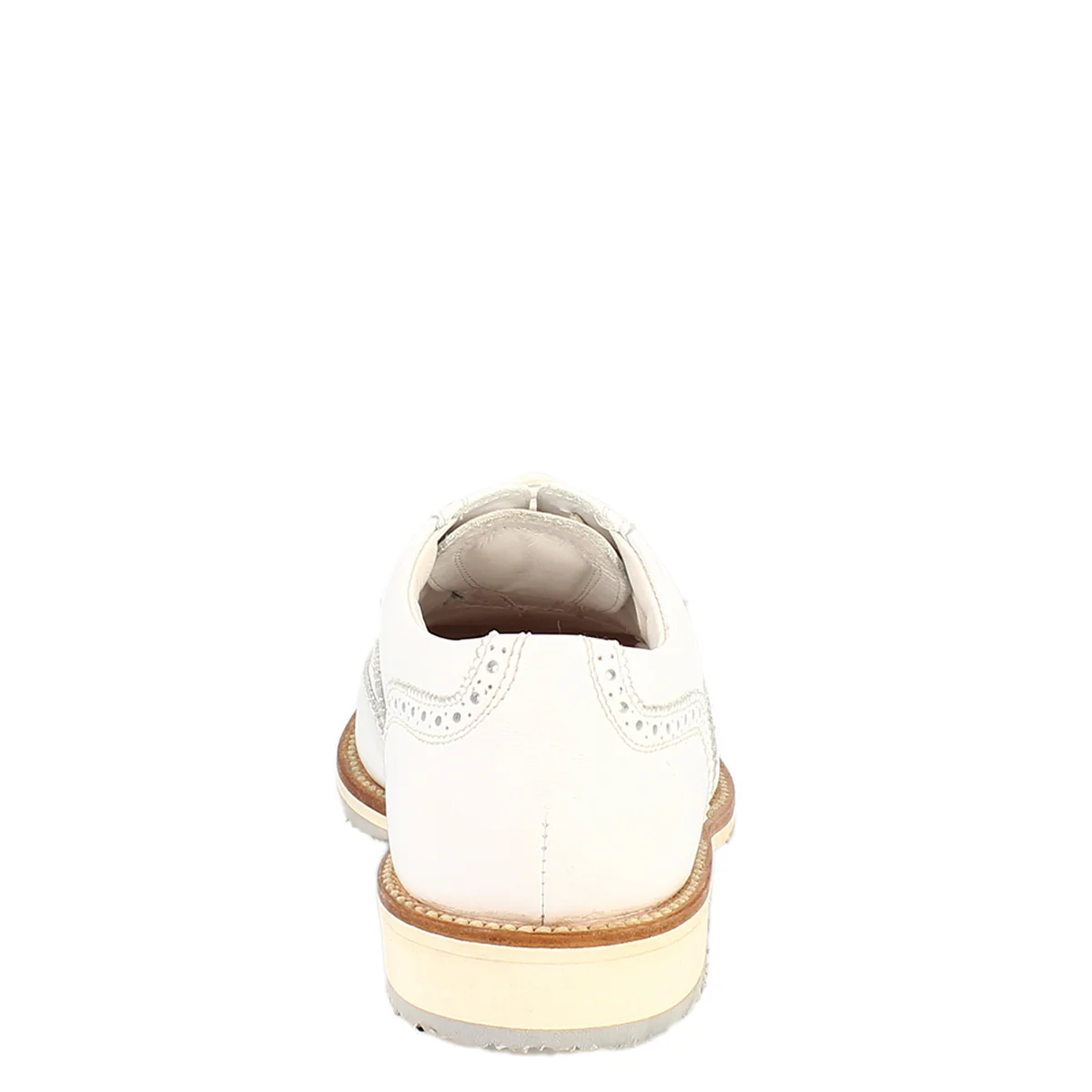 Scarpe da golf classiche brogues artigianali in pelle bianca - Image 5