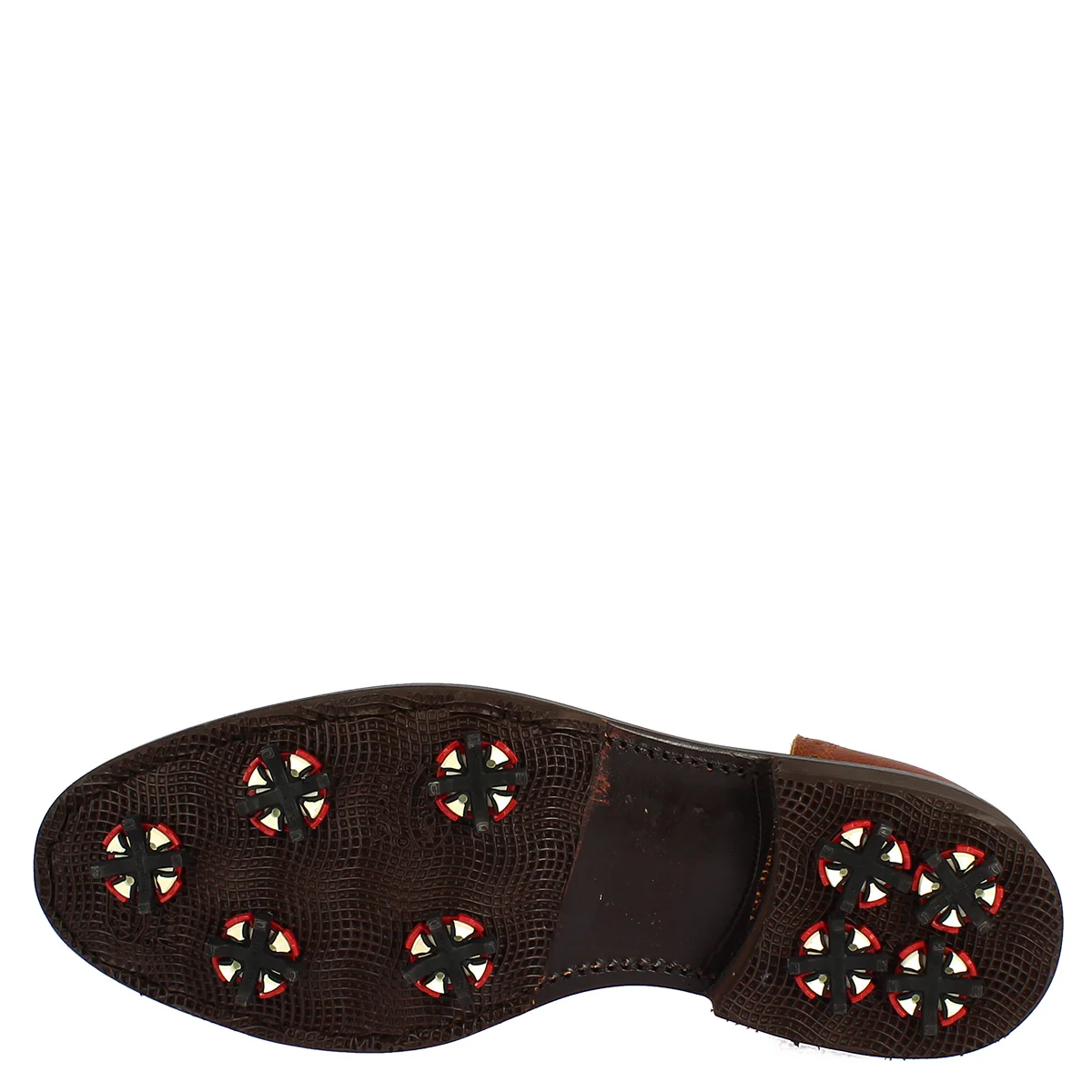 Scarpe da golf artigianali unisex in pelle bianca e marrone - Image 7