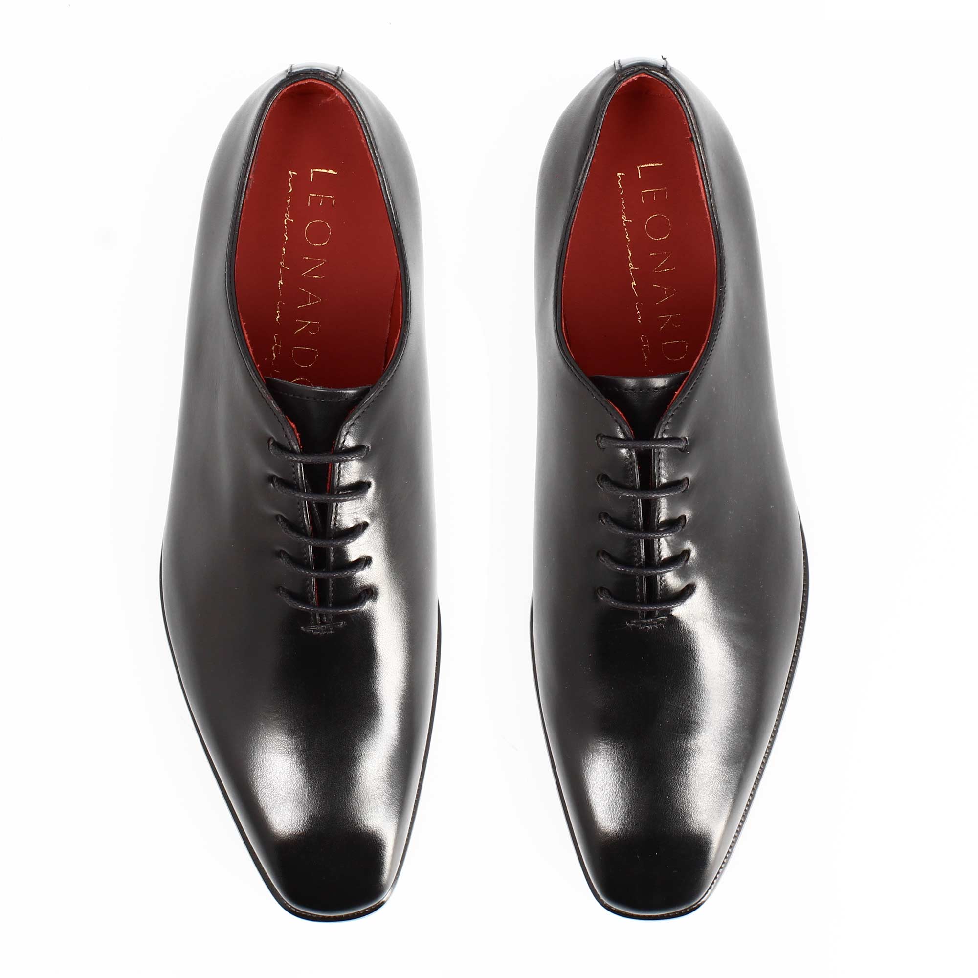 Oxford wholecut da uomo artigianali punta squadrata in pelle nera - Image 3