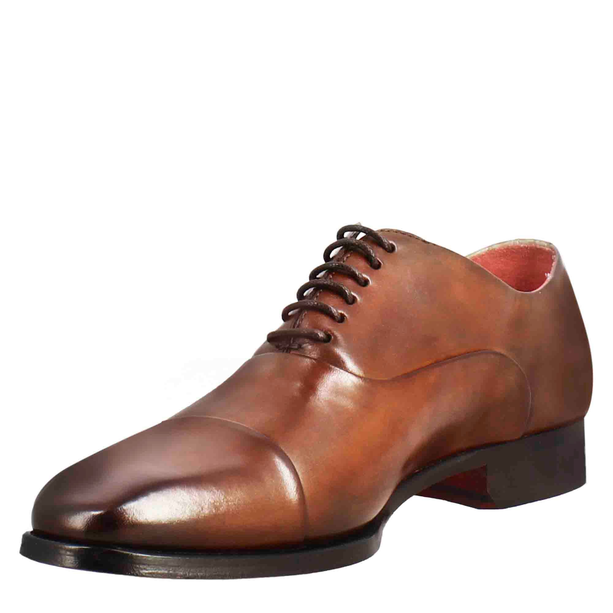 Scarpe francesine con puntale in pelle color brandy - Image 4