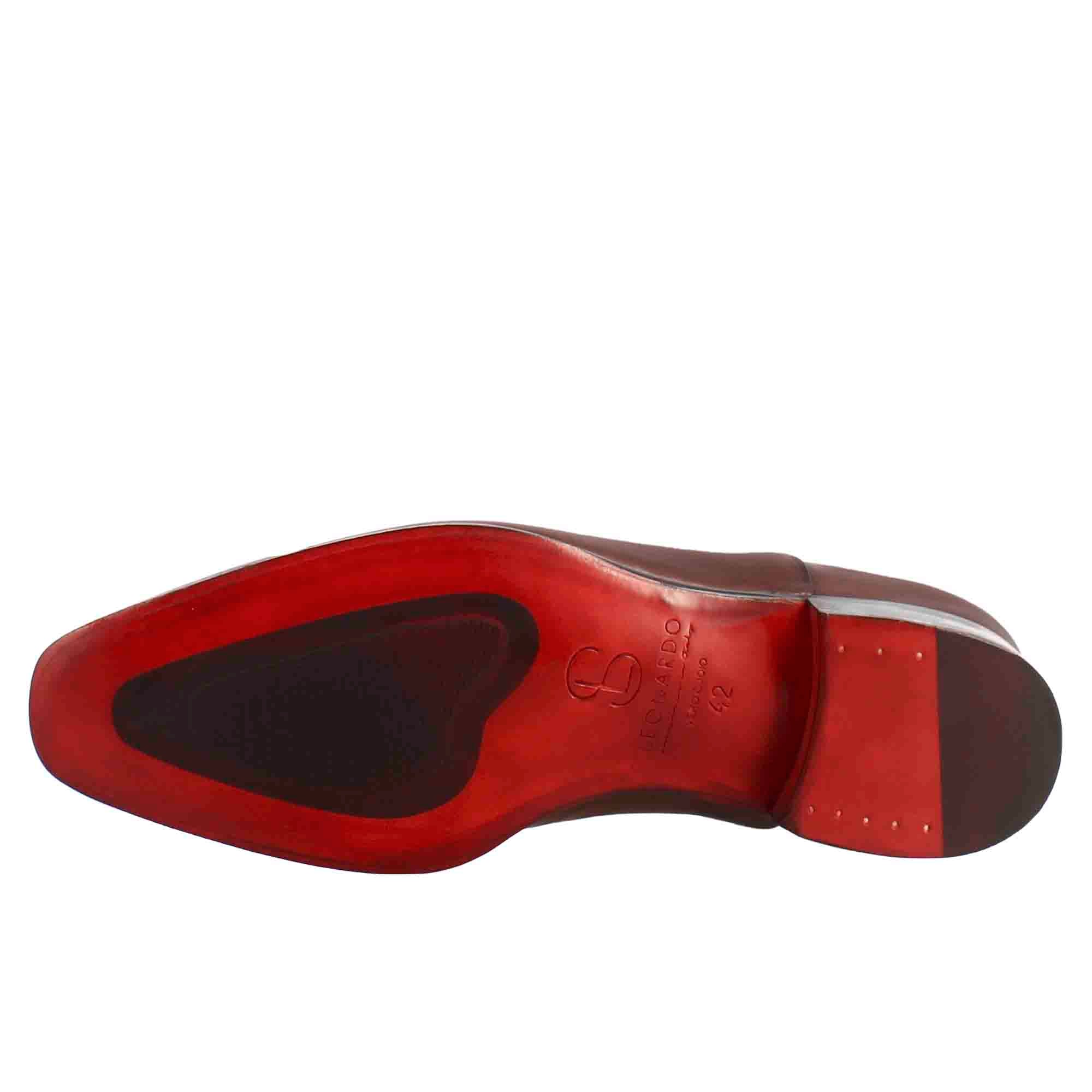 Scarpe francesine con puntale in pelle color brandy - Image 6