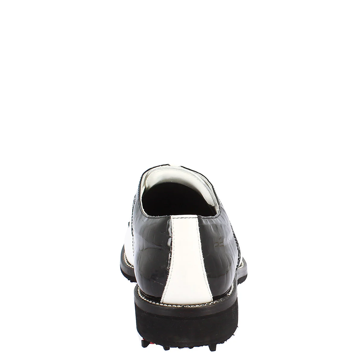 Scarpe golf artigianali in pelle pieno fiore bianco e cocco nero - Image 4