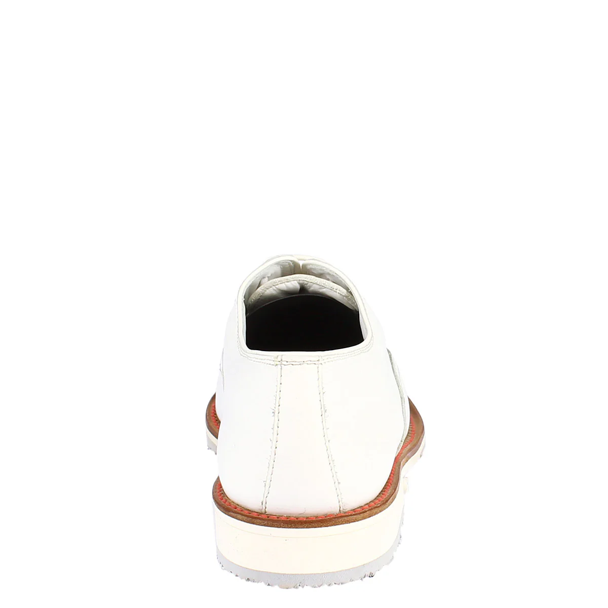 Scarpe golf artigianali in pelle bianco con puntale rosso - Image 4