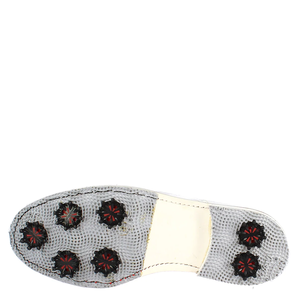 Scarpe golf artigianali in pelle bianco con puntale rosso - Image 7