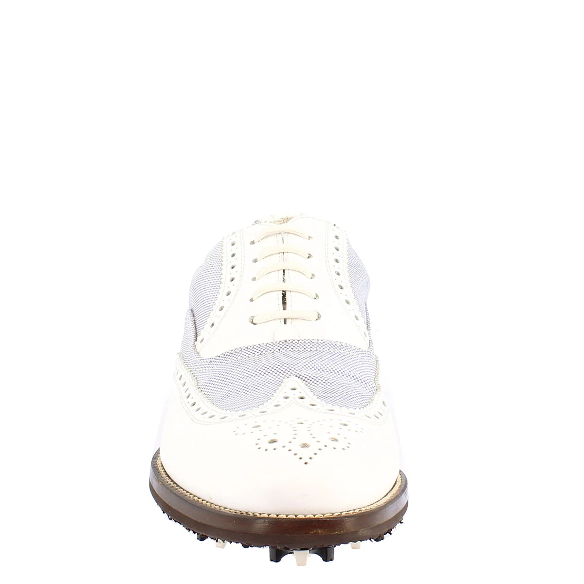 Scarpe golf estive fatte a mano in pelle bianca e tessuto - Image 3