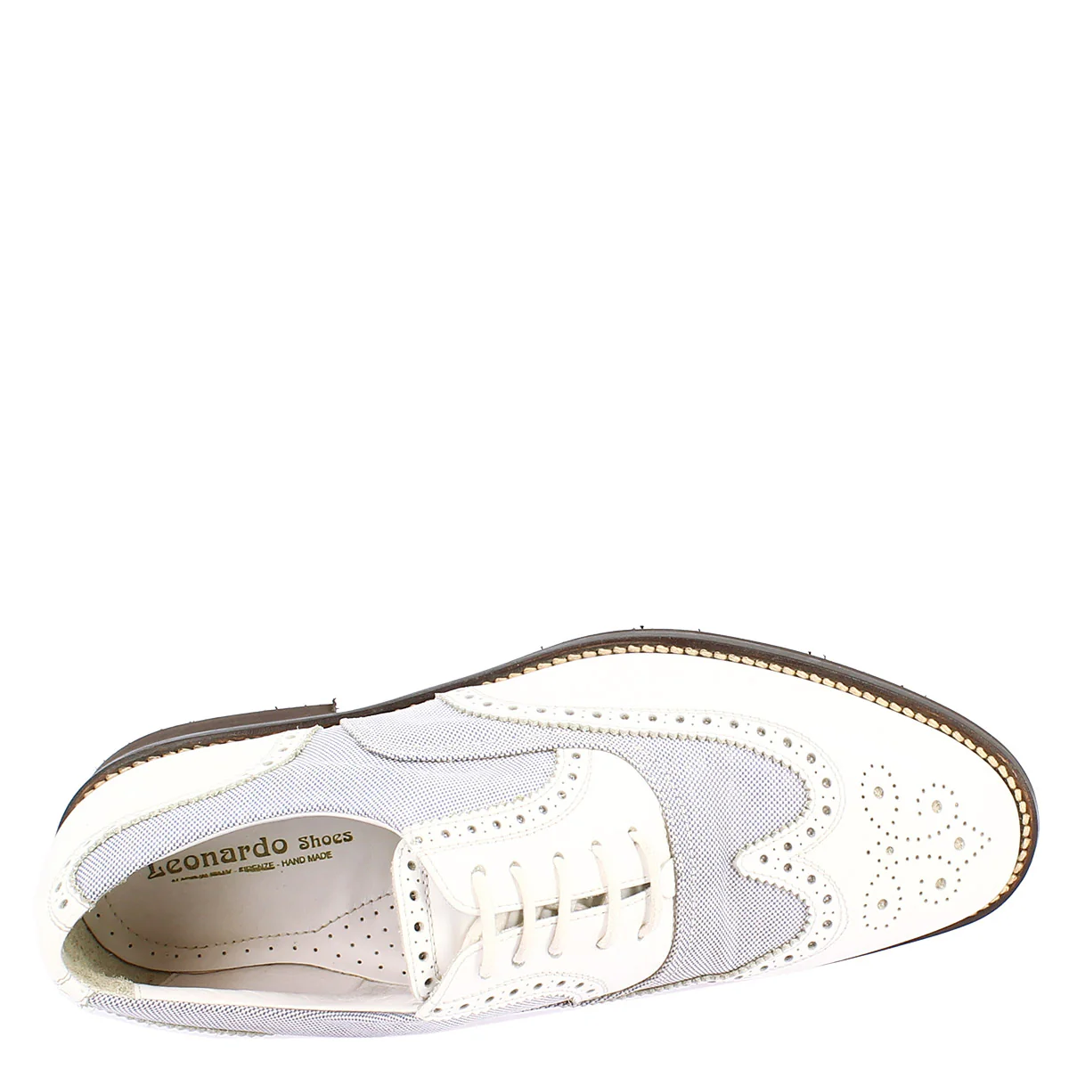 Scarpe golf estive fatte a mano in pelle bianca e tessuto - Image 6