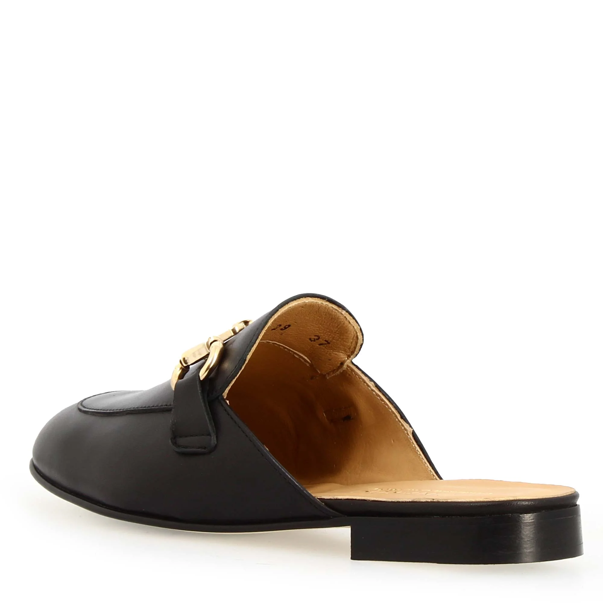 Scarpe mules con morsetto da donna artigianali in pelle color nero - Image 5