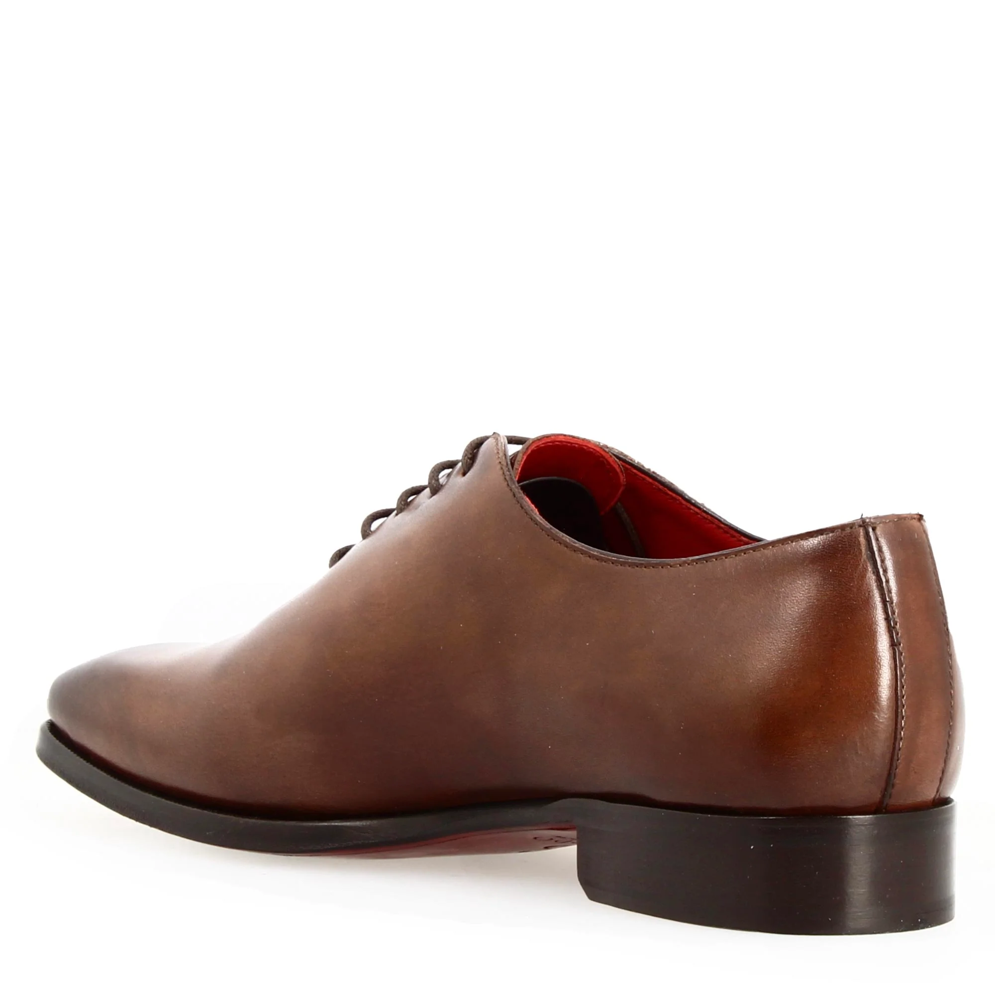 Scarpe wholecut da uomo artigianali punta squadrata in pelle delavè brandy - Image 4
