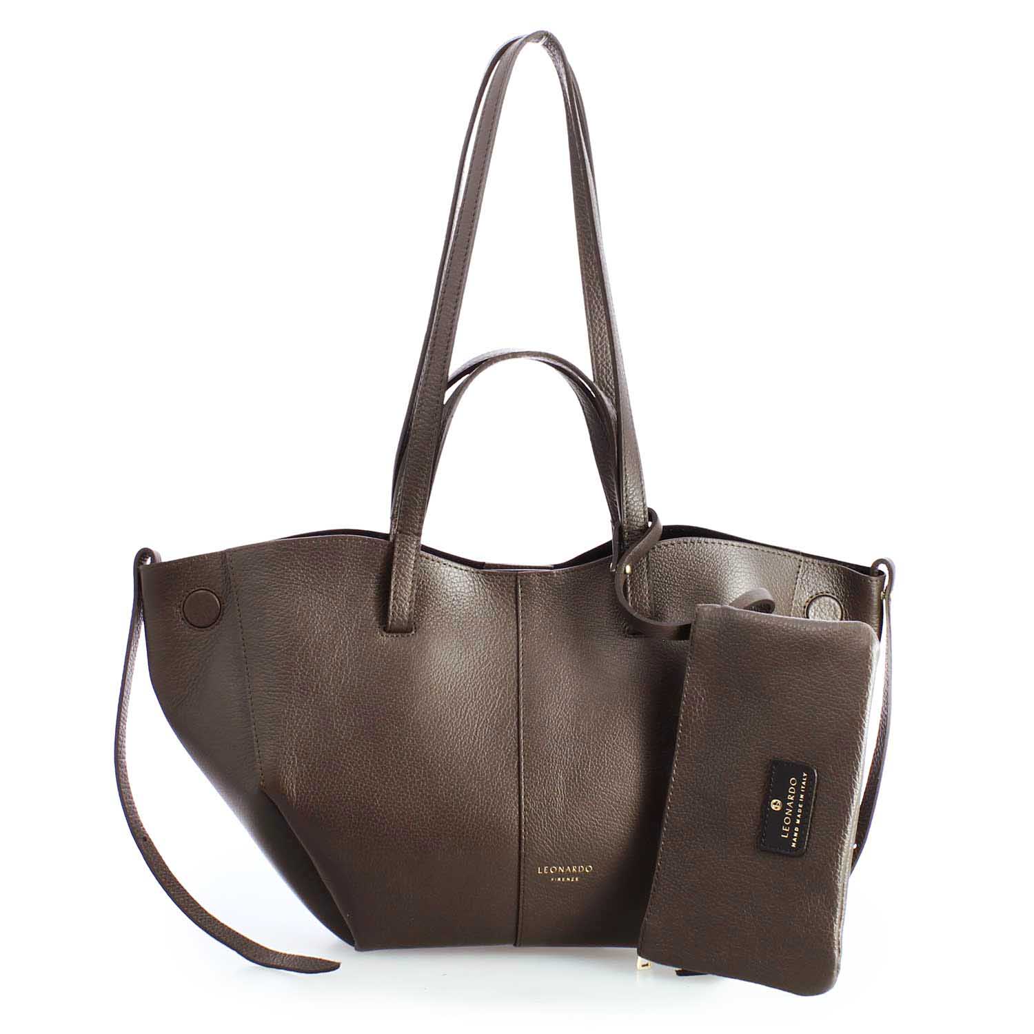 Shopper grande da donna in pelle marrone Majestic - Image 2