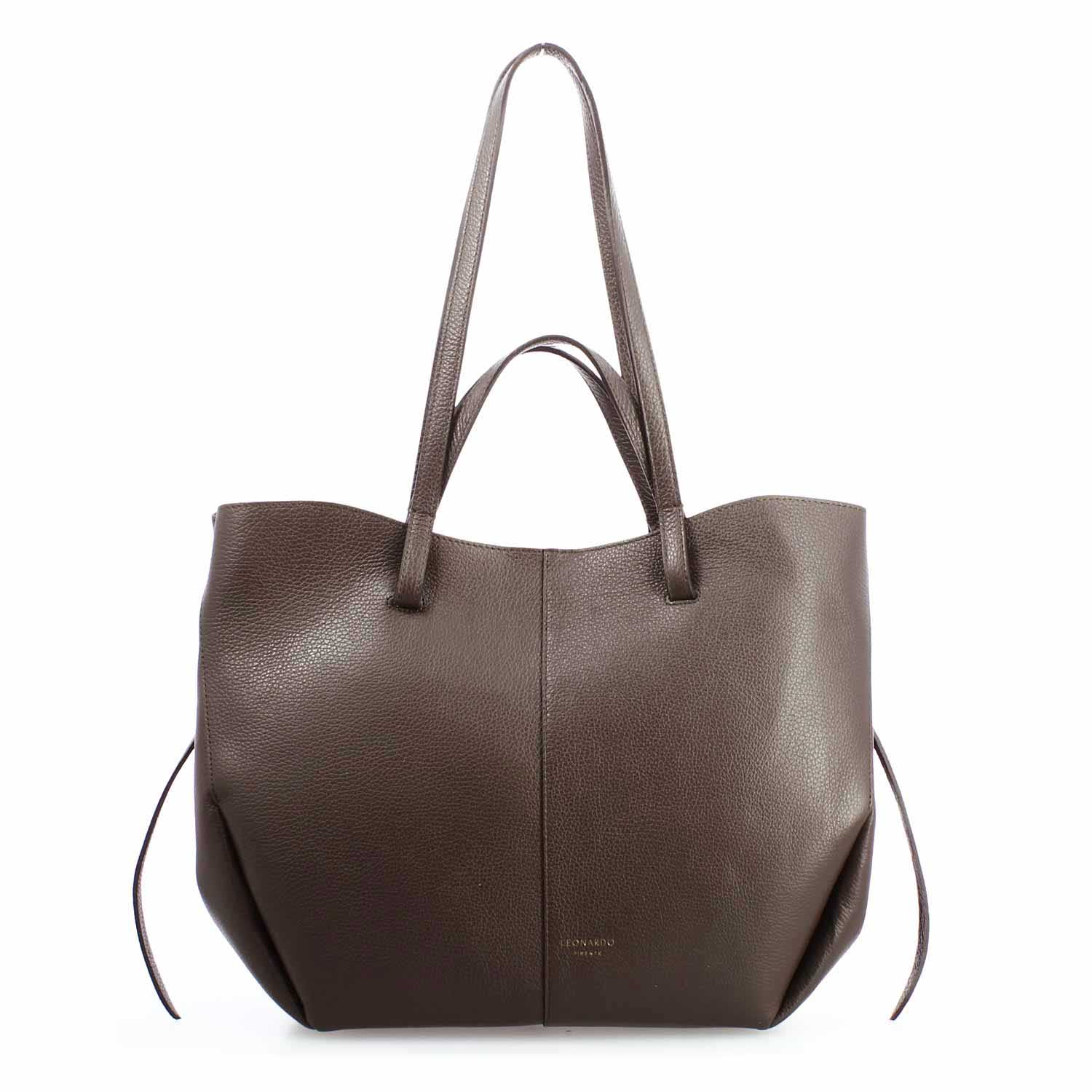 Shopper grande da donna in pelle marrone Majestic - Image 3