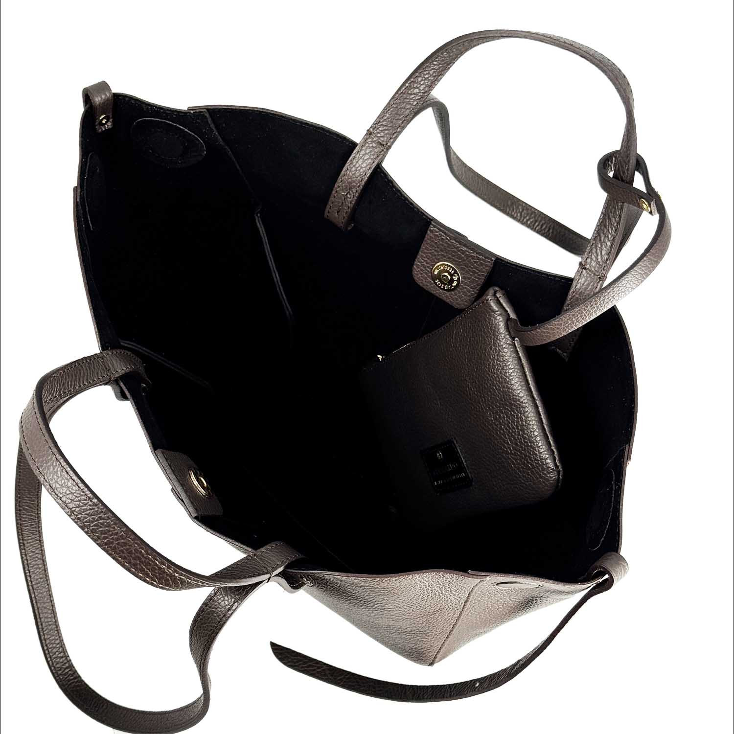 Shopper grande da donna in pelle marrone Majestic - Image 5
