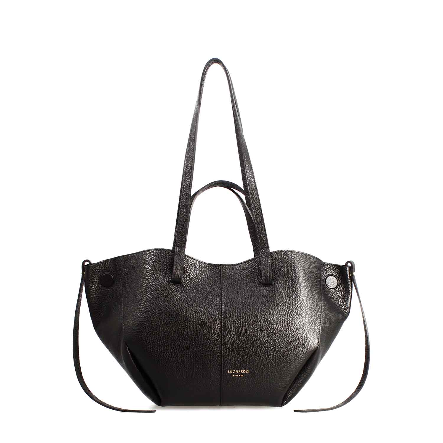 Shopper media da donna in pelle nera Majestic