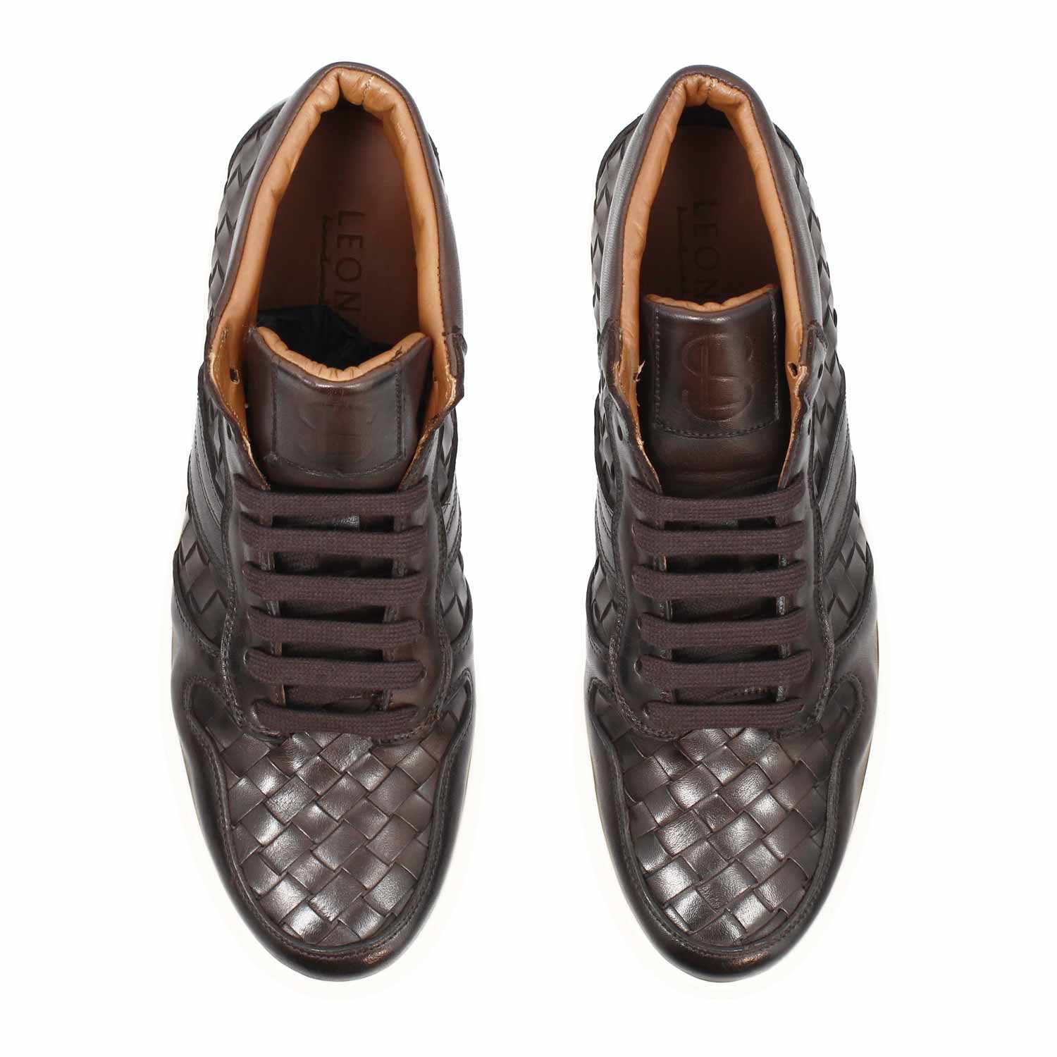 Sneaker alte Domizio da uomo in pelle marrone scuro - Image 3