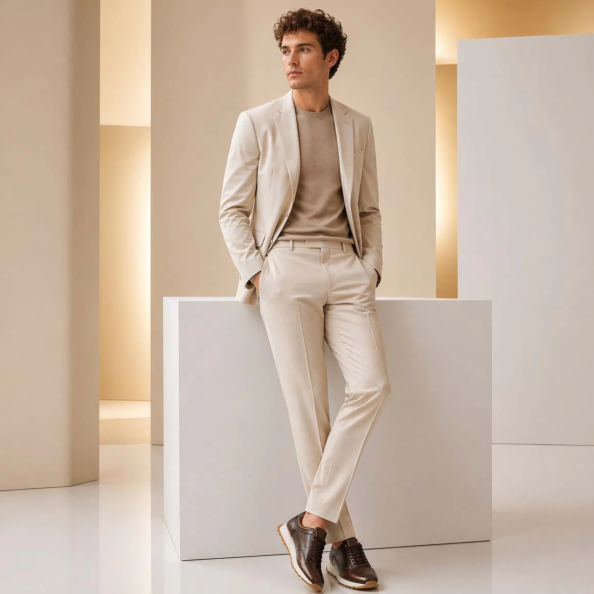 Sneaker artigianale Ateneo da uomo in pelle marrone scuro - Image 2