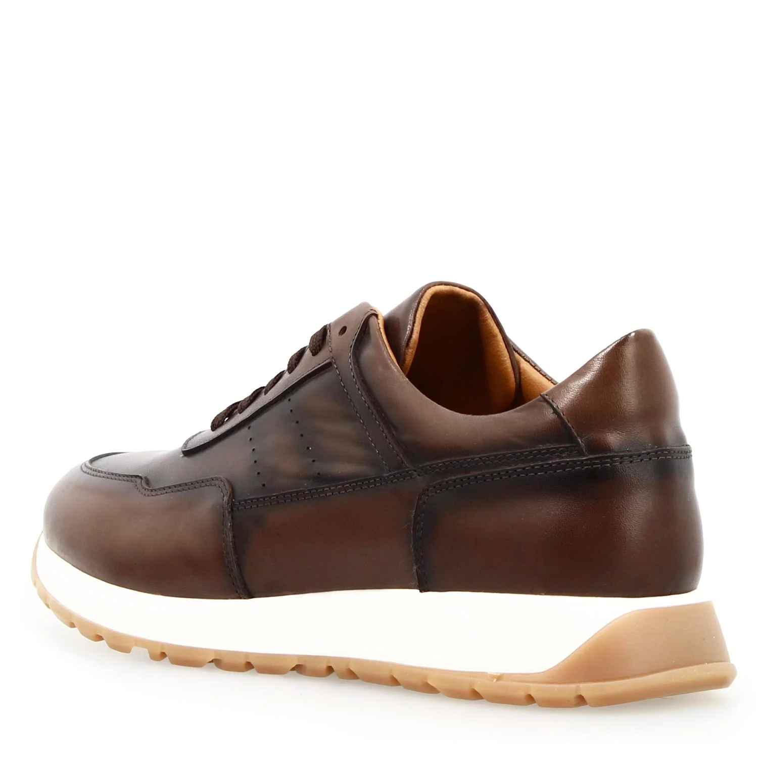 Sneaker artigianale Ateneo da uomo in pelle marrone scuro - Image 6