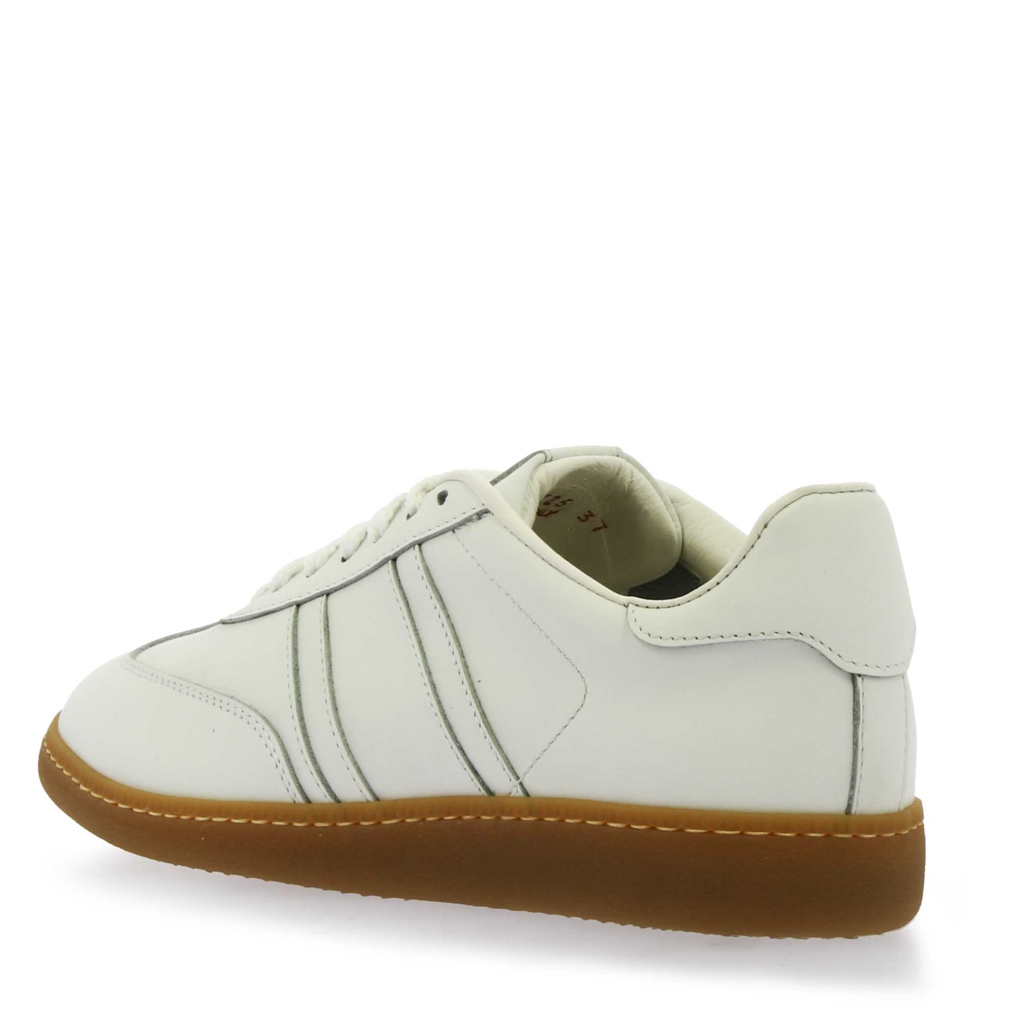 Sneaker artigianale da donna in pelle colore bianco - Image 4