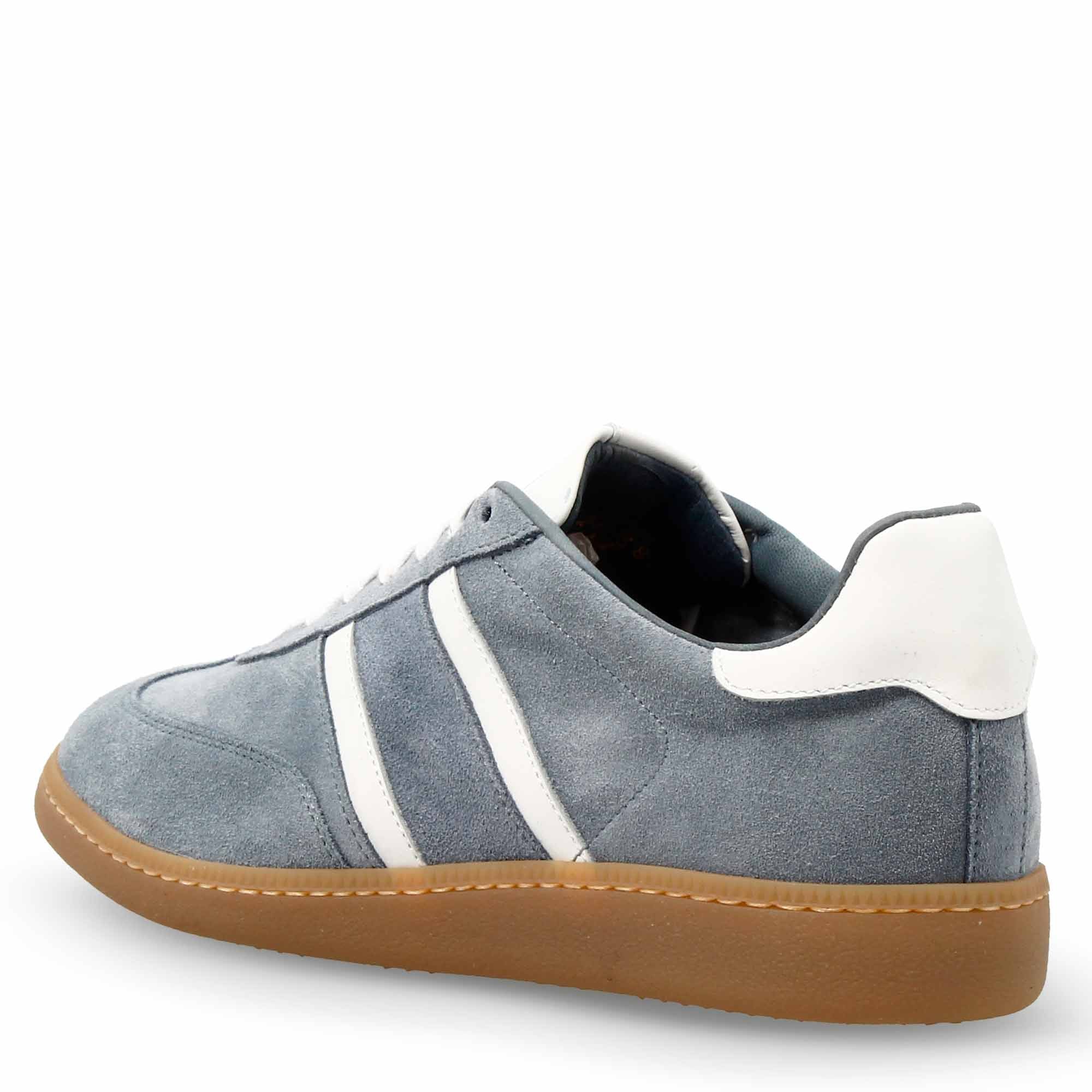Sneaker artigianale da donna in pelle colore bianco e celeste - Image 4