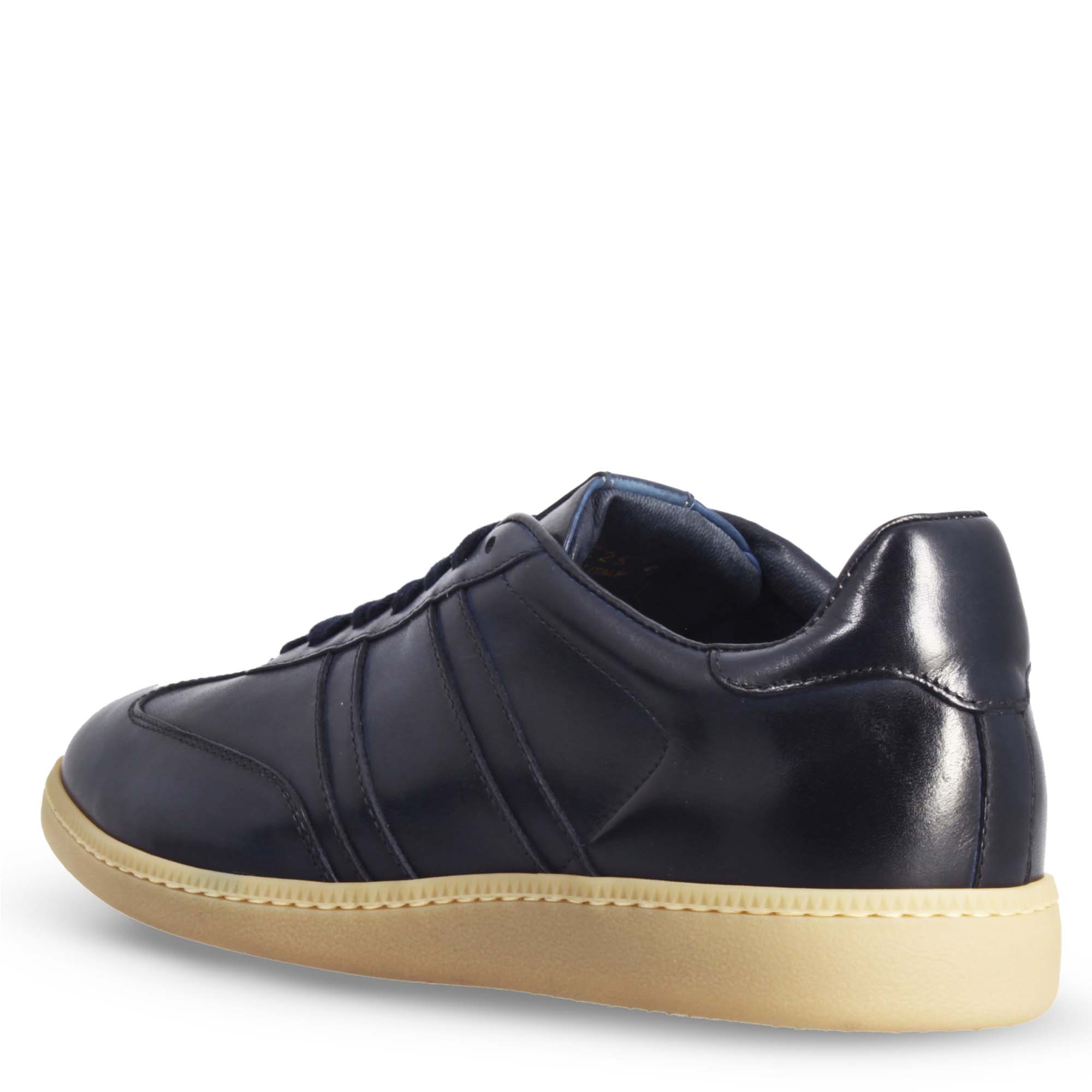 Sneaker artigianale da uomo in pelle colore blu - Image 4