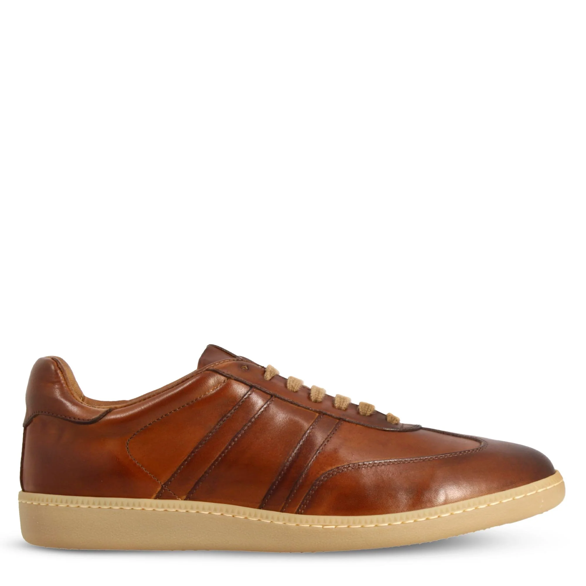 Sneaker artigianale da uomo in pelle colore marrone - Image 3