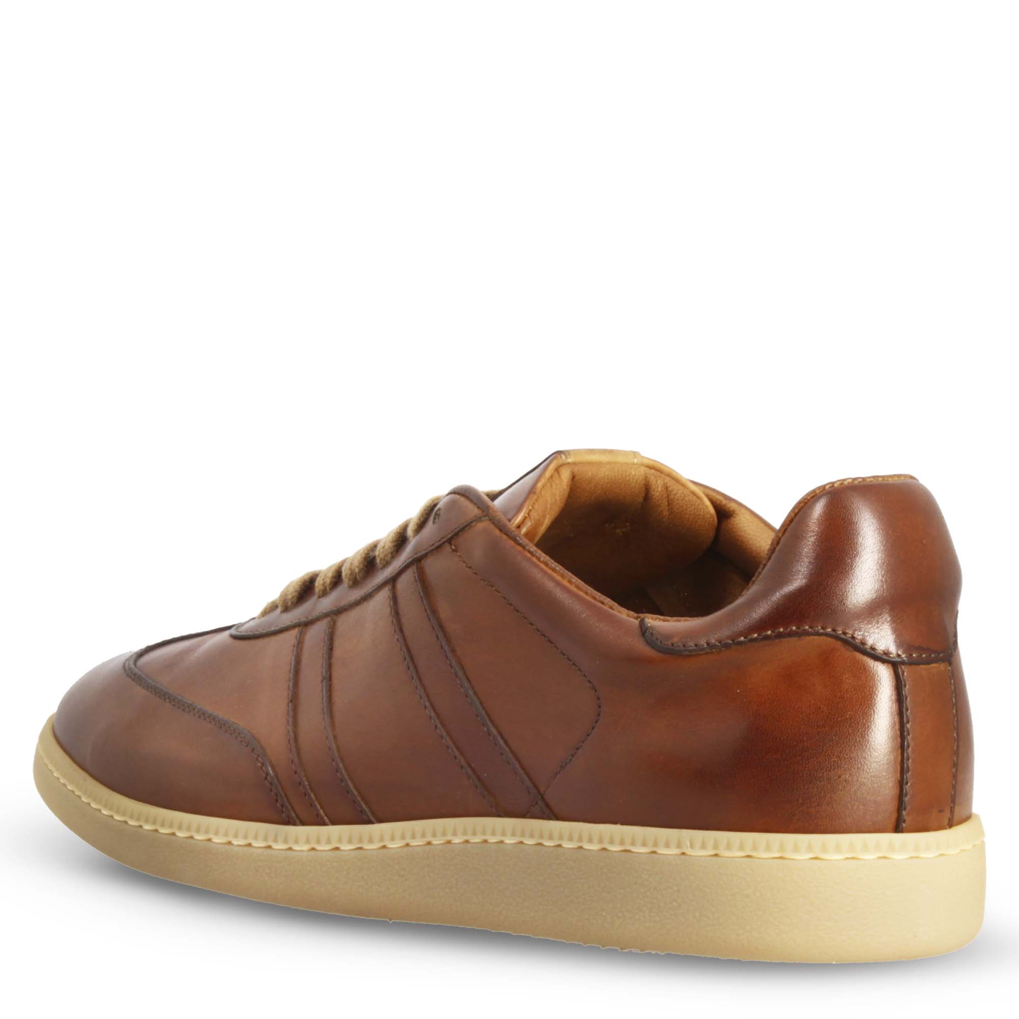 Sneaker artigianale da uomo in pelle colore marrone - Image 4