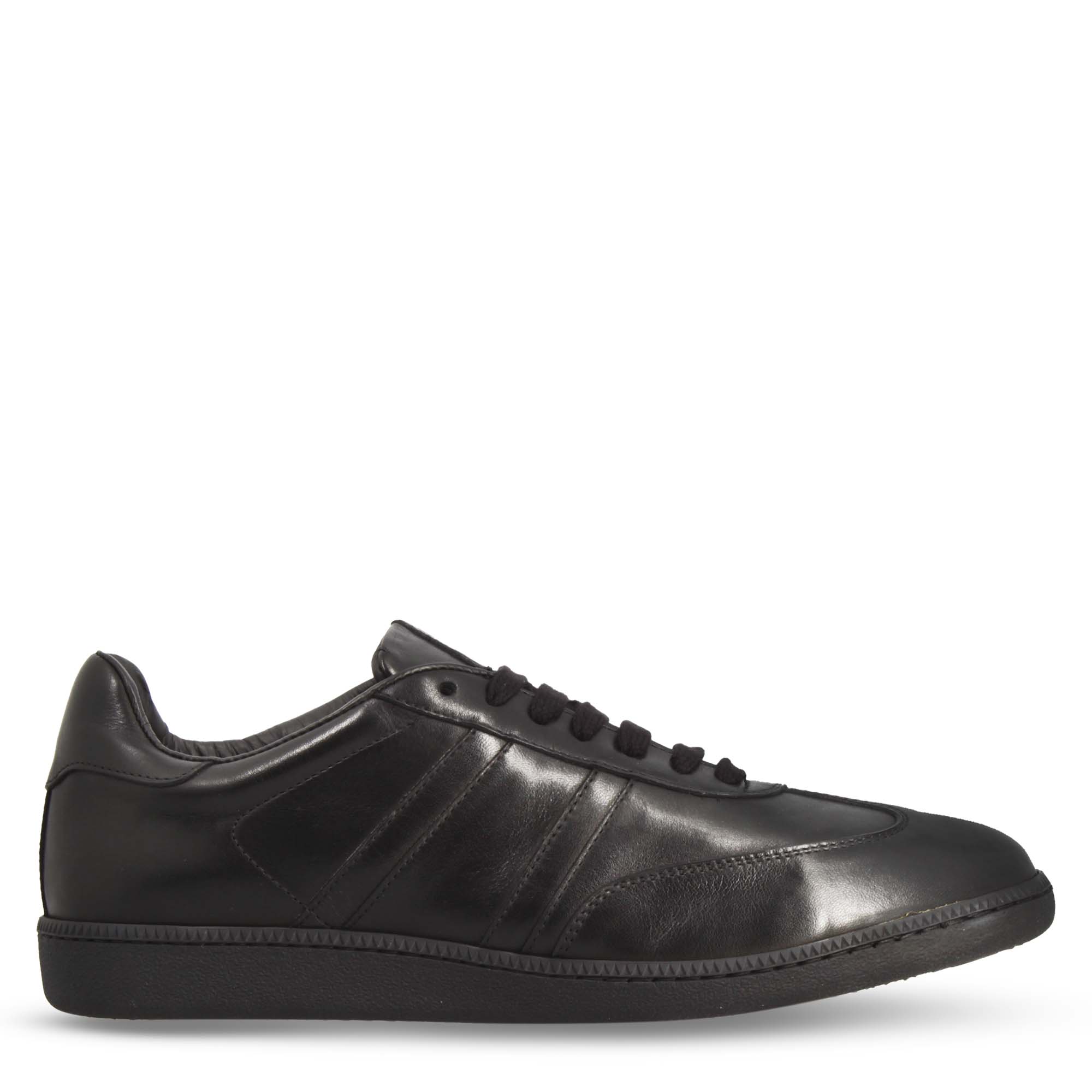 Sneaker artigianale da uomo in pelle colore nero - Image 3