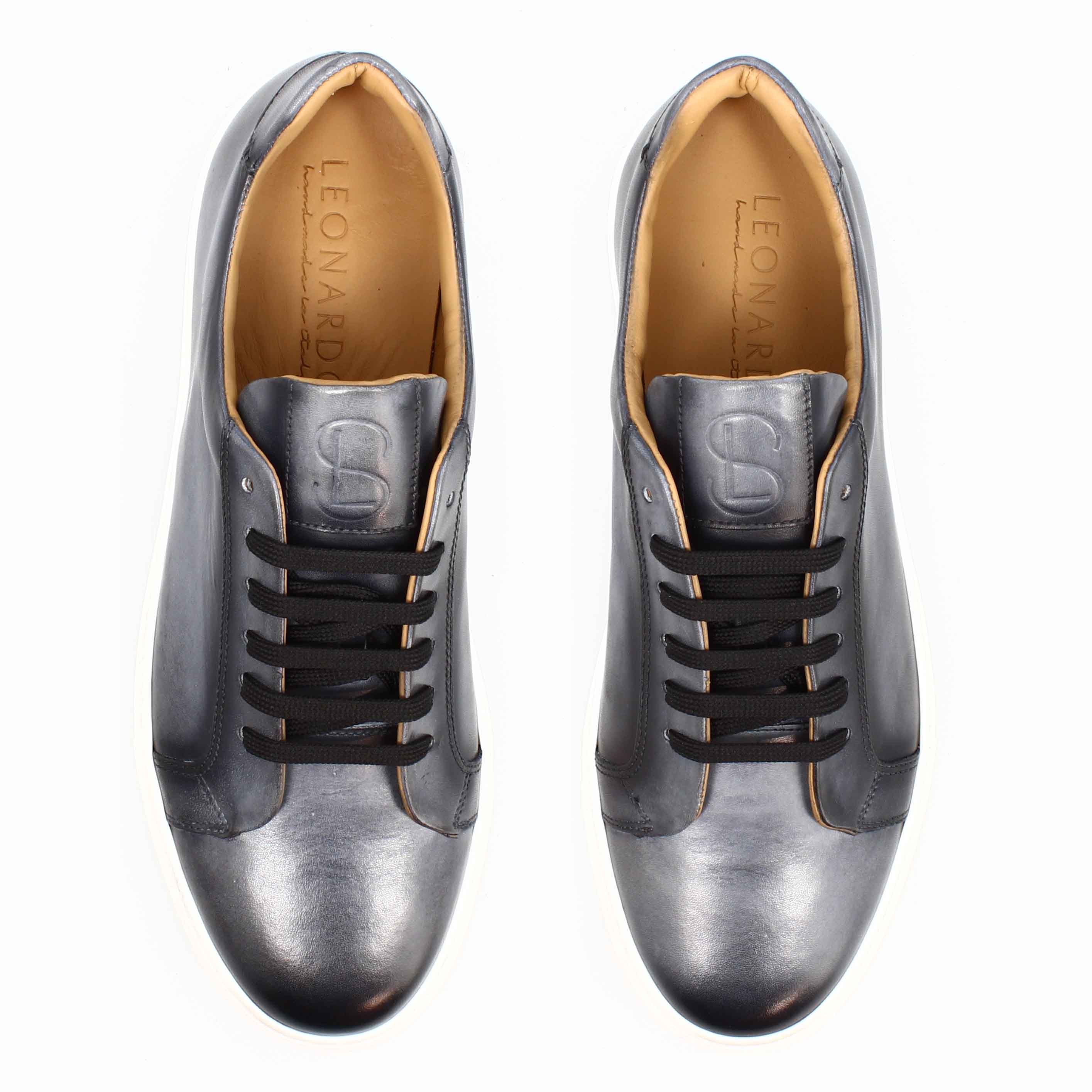 Sneaker artigianale Oreste da uomo in pelle grigio - Image 2