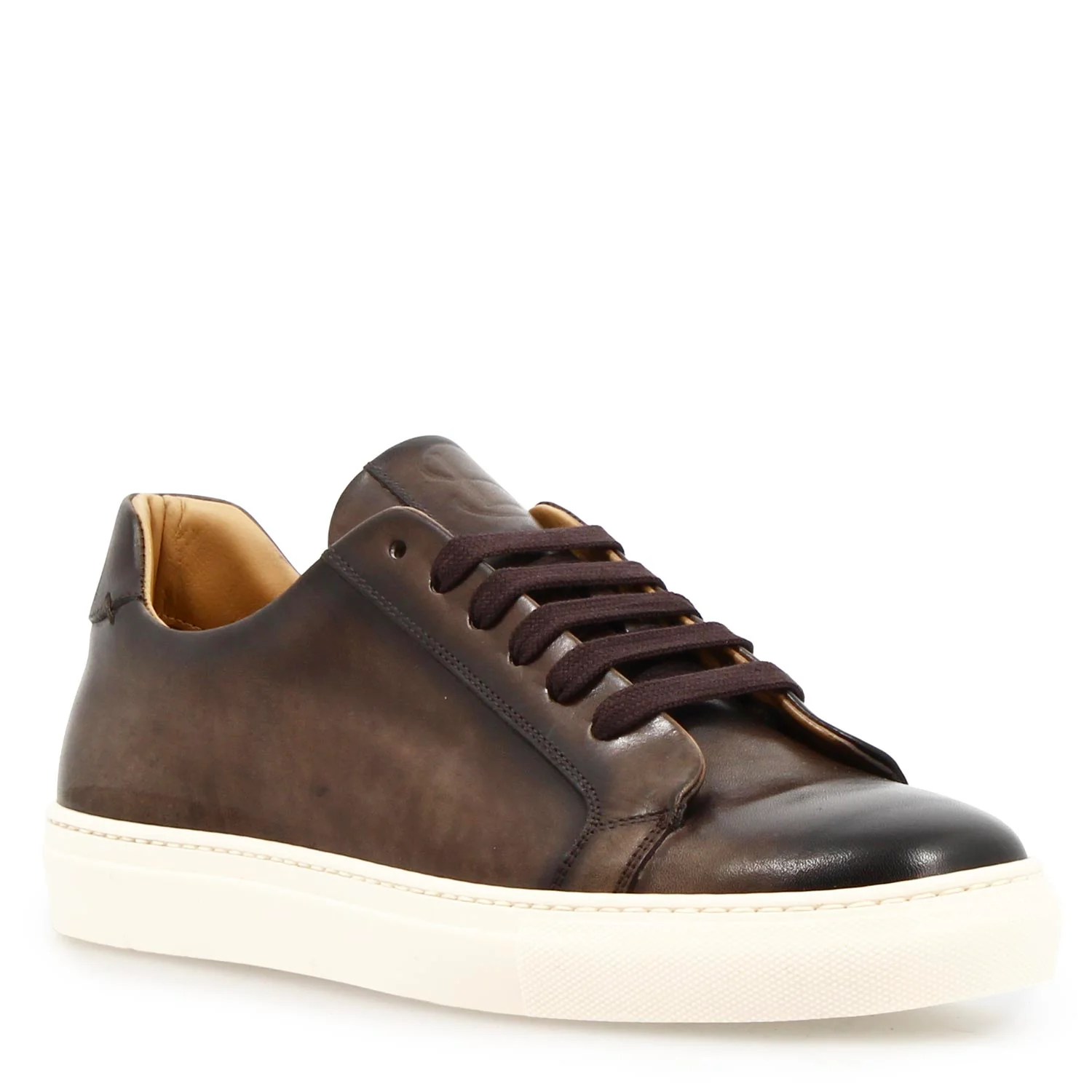 Sneaker artigianale Oreste da uomo in pelle marrone scuro