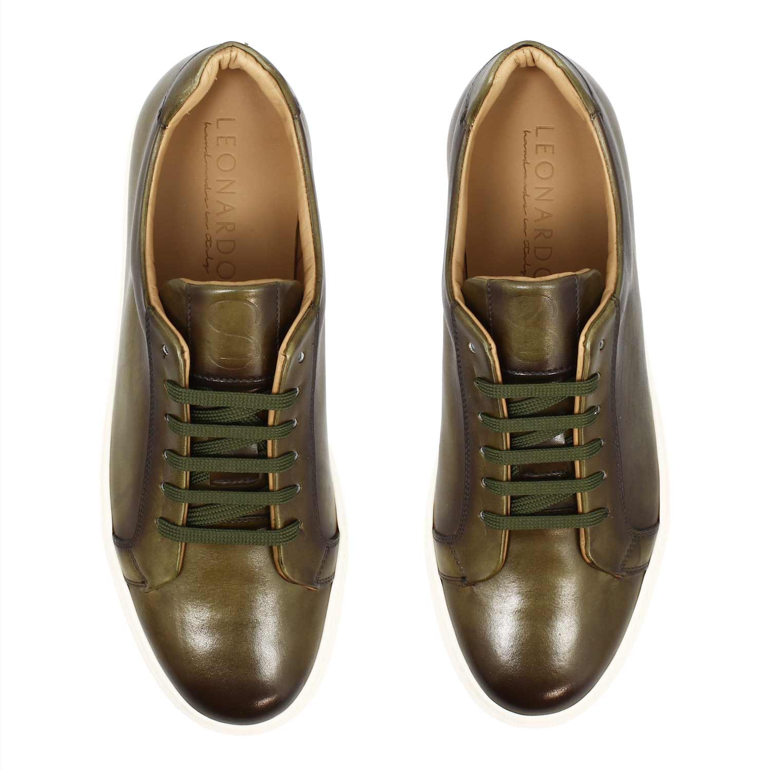 Sneaker artigianale Oreste da uomo in pelle verde - Image 2